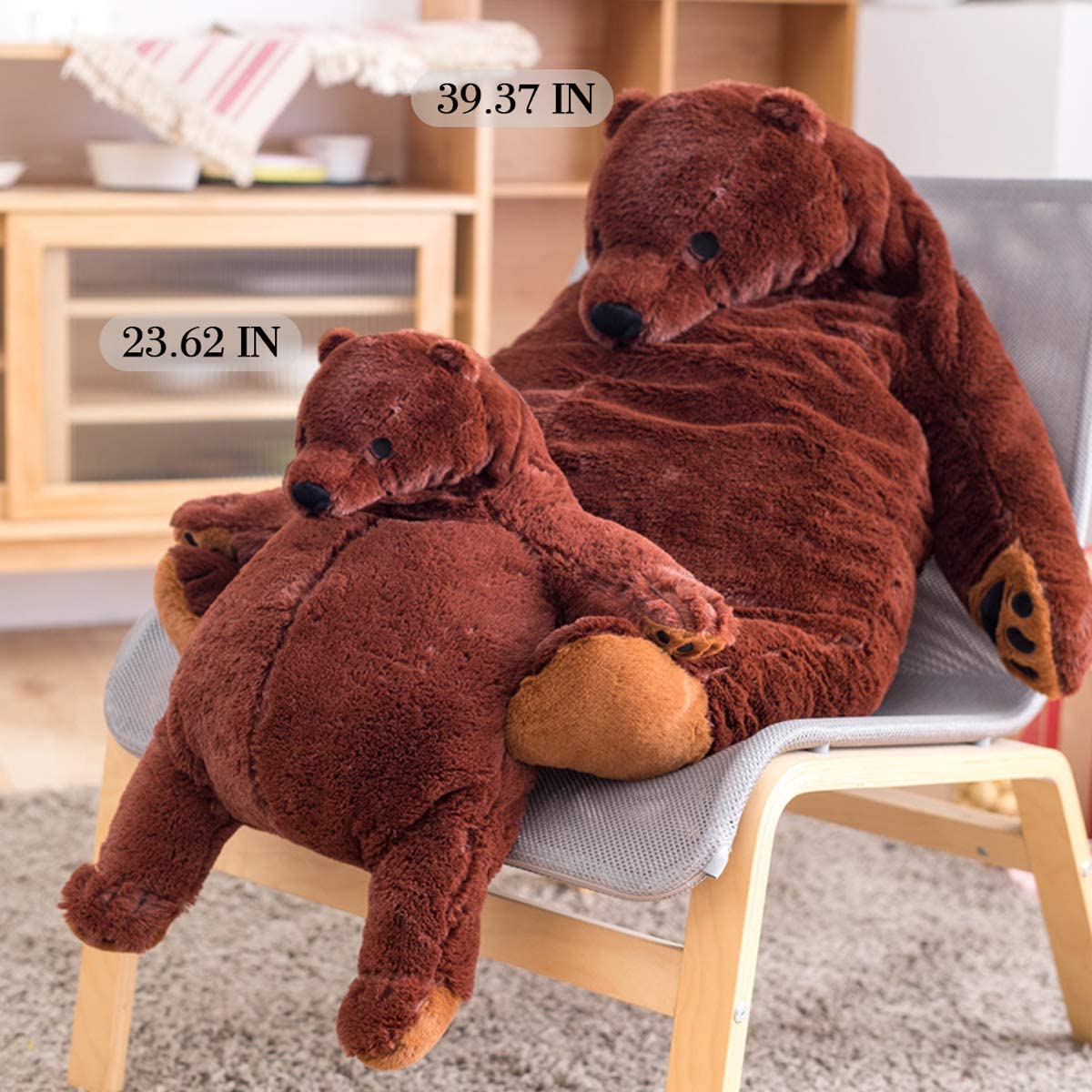 Giant Teddy Bear Dark Brown Plush Toy Big Teddy Bear Stuffed Animal Doll Valentine's Home Decor Birthday Gift for Girl,Boy,Girlfriend (23.62IN)