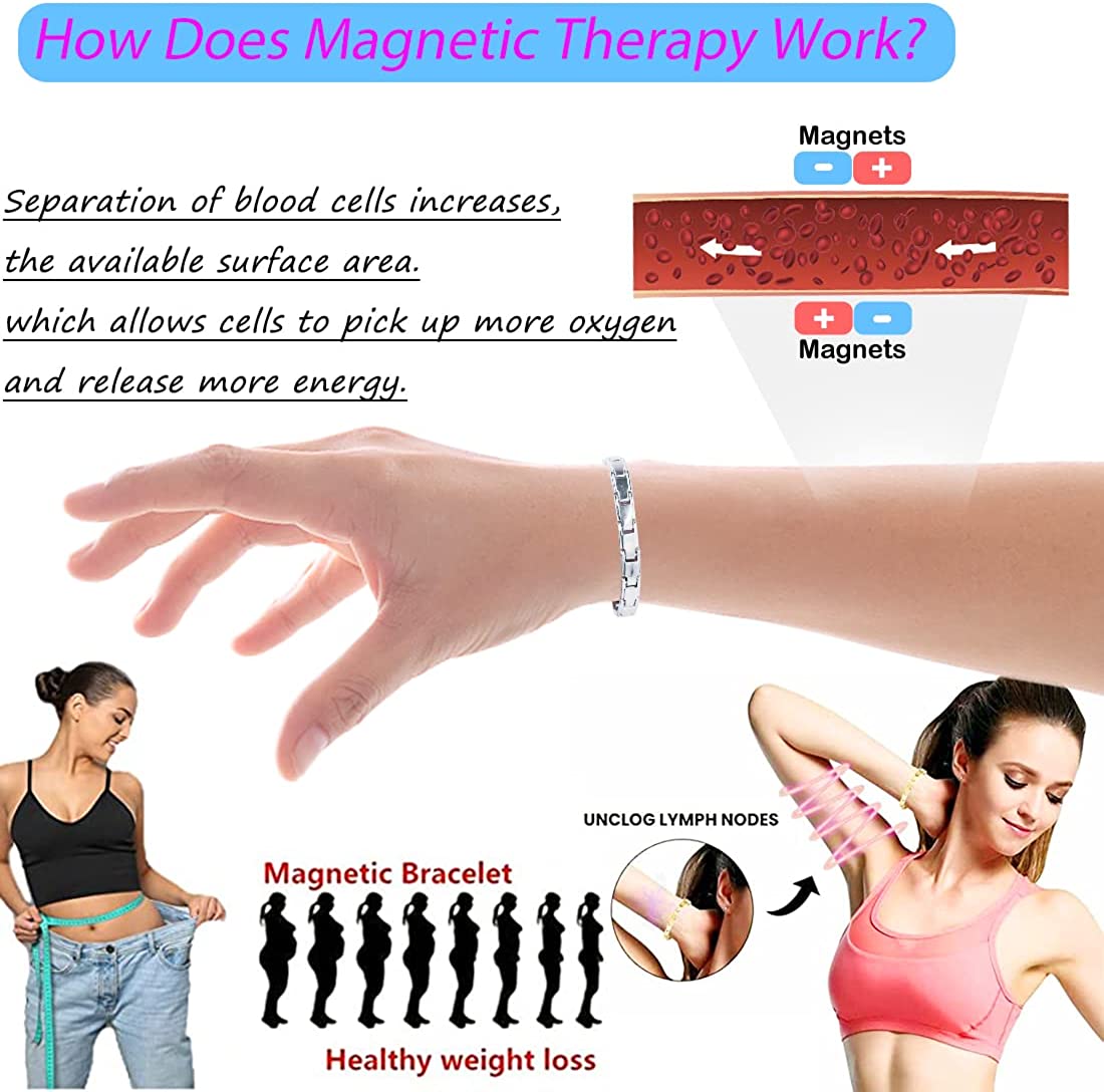 Magnetic Lymph Detox Bracelet for Women and Men, Lymphatic Drainage Magnetic Bracelet, Adjustable Bracelet, Magnetic Therapy Bracelet Promotes Blood Circulation for Arthritis Pain Relief (2Pcs)
