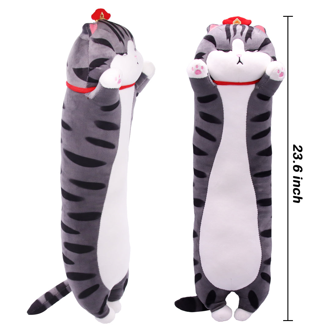 Lovely Plush Cat Doll Cute Soft Stuffed Pillow Long Throw Sleeping Pillow Doll Toy Long Pillows Stuffed Toy Home Sofa Cushion Decor (23.6IN)