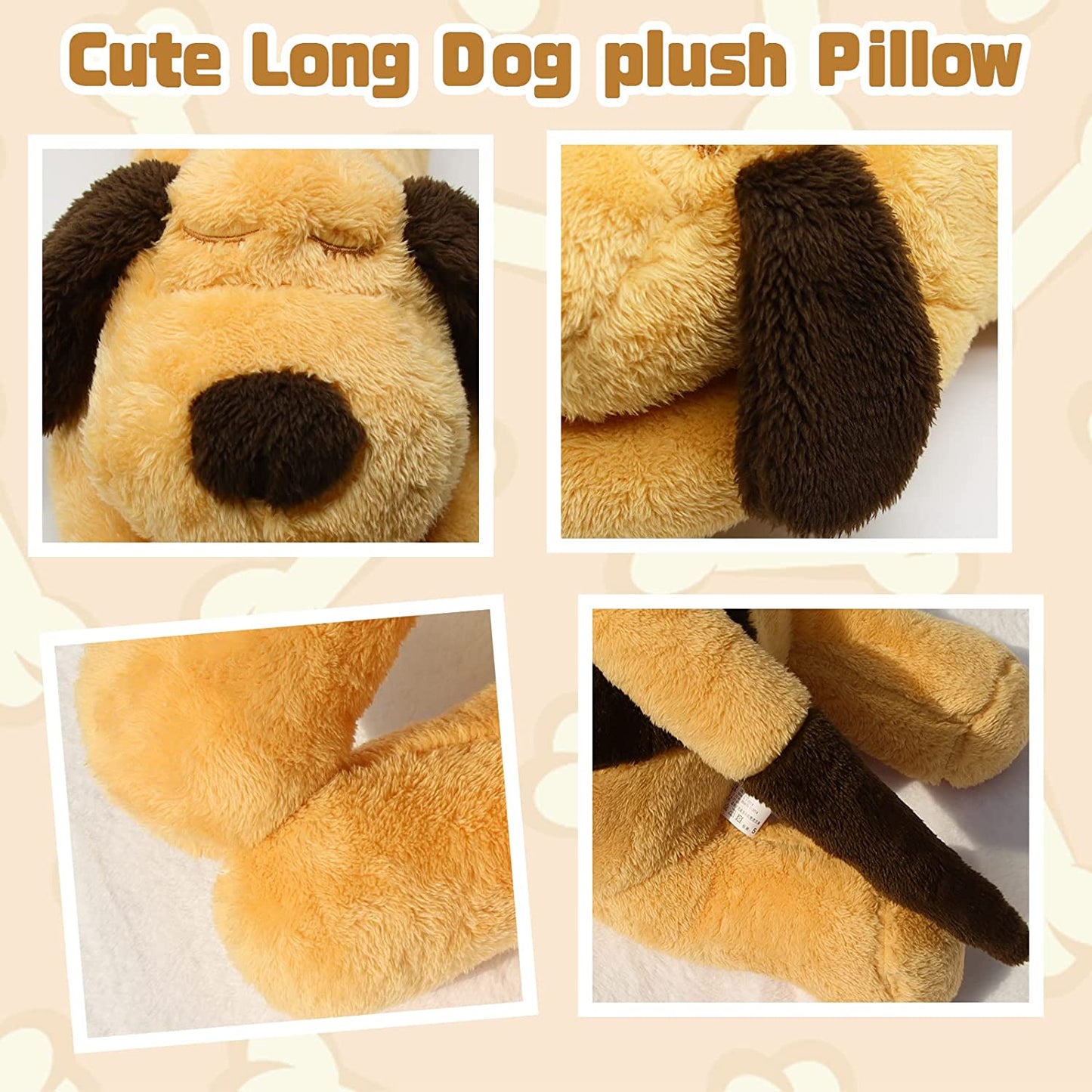 Dog Plush Hugging Pillow, 23" Cute Big Dogs Stuffed Animal Toys, Soft Giant Sleeping Animal Body Pillow, Dog Plushies Doll Toy Gift for Kids Girlfriend, Brown, Grnidceau