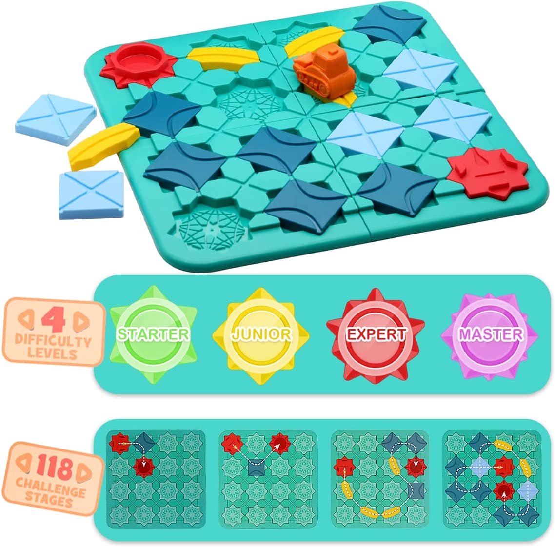 Logical Road Builder Rush Hour Game,Puzzle Game from New Wave,7 Year Old Board Games for Kids Helps Develop Children’s Brains ,Family Games That Help Promote Parent-Child Relationships
