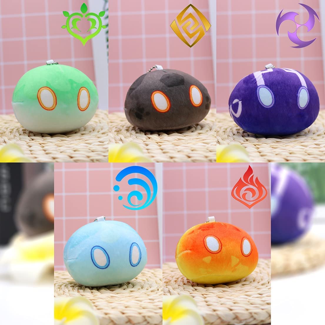 Gen-shin Impact Plush Monster Plush Toy Gen-shin Impact Figure Cosplay Keychains Plush Stuffed Doll Soft Pillow Cosplay Props (5pcs, 3.93 in)