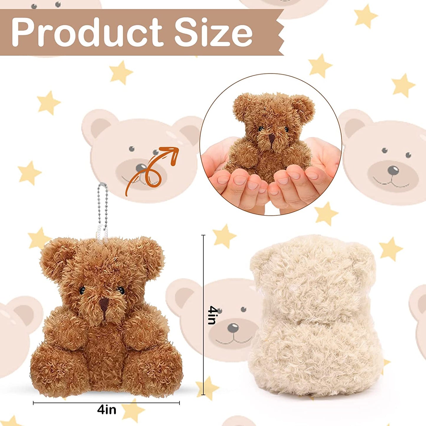 6Pcs Mini Teddy Bear,Teddy Bear Stuffed Animal,4in Bears Doll for Graduation Birthday Wedding Decorations Party Favors DIY Accessory, 4 inches