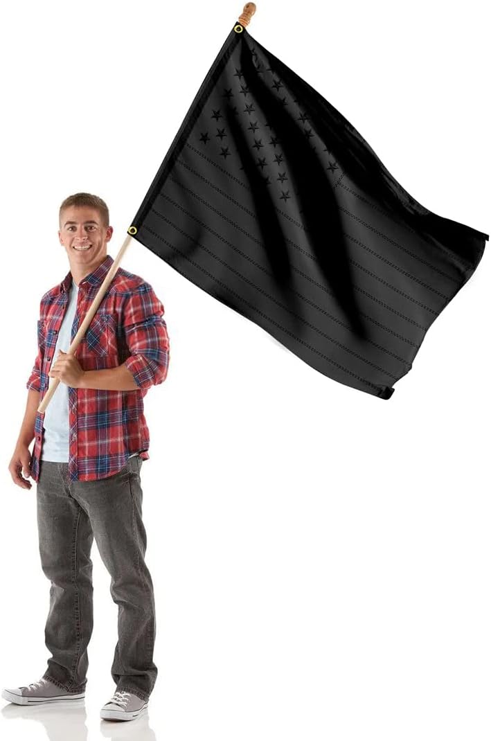 Black American Flag All Black American Flag 3x5 Ft USA Flag Embroidered Stars Double Sided Black Flag with Brass Grommets