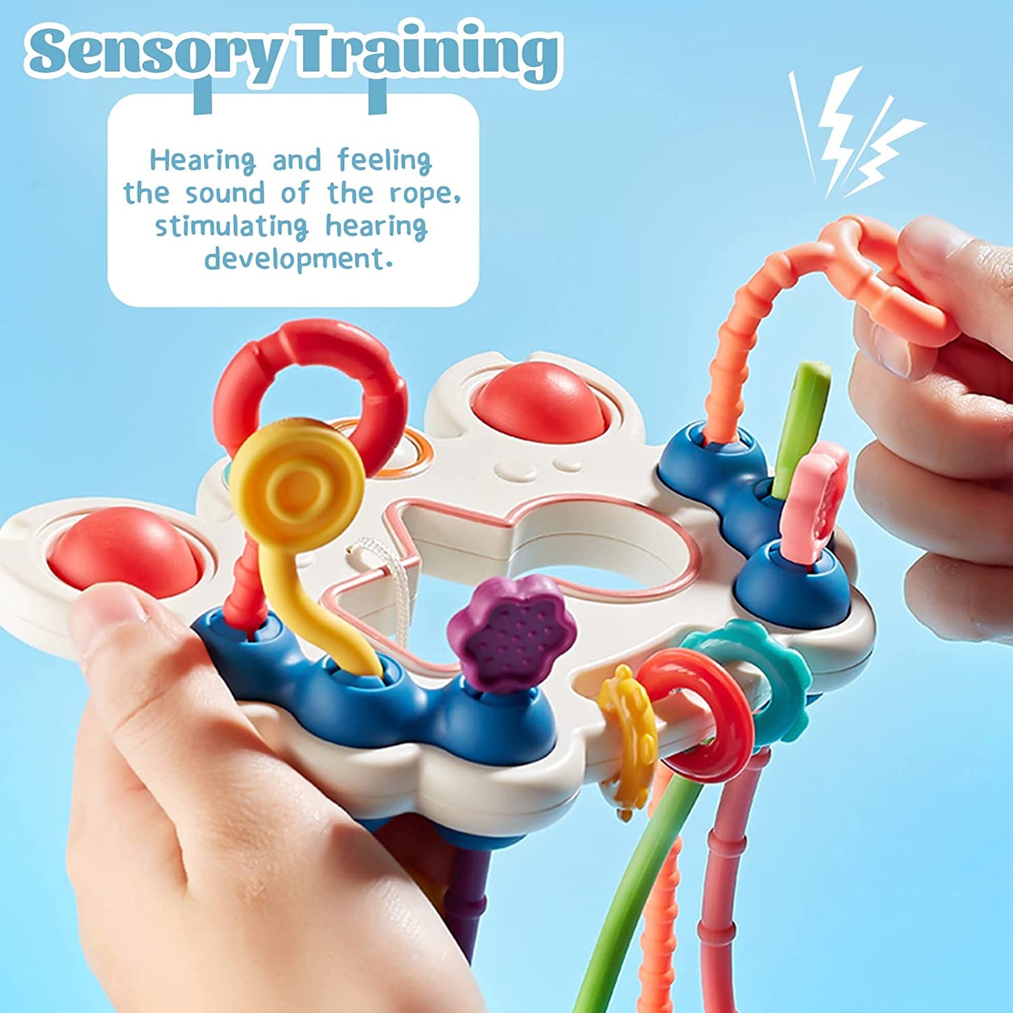 Montessori Toys for Babies 6-12 Months, Food Grade Silicone Pull String Activity Toys, Sensory Toys for Toddlers 1-3, Montessori Toys for 1 Year Old, Travel Toys for 1 Year Old, Baby Toys Gift