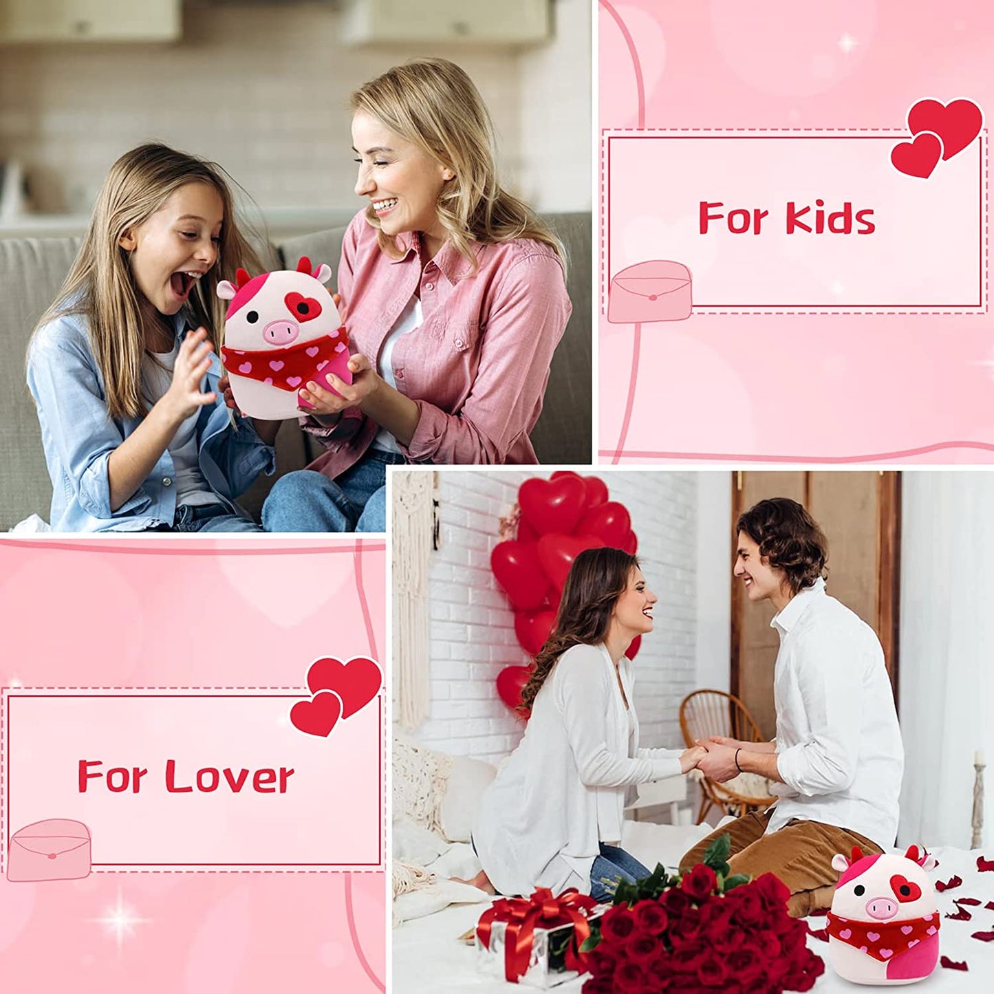 Cow Stuffed Animals Cow Plush Pillow Toys, Cute Cow Plushie Plush Toy, Soft Stuffed Cow Plush Toy Stuffed Animal Cow Pillow Doll for Kids Birthday Valentines Day