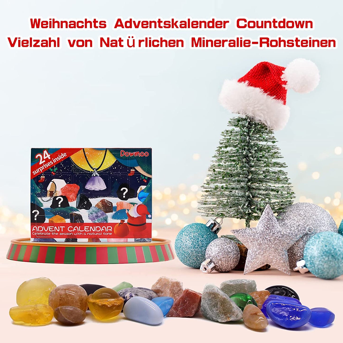 Advent Calendar 2022 for Crystals 24 Days Christmas Advent Calendar Countdown Surprises - Natural Gemstones the Best Gift for Children