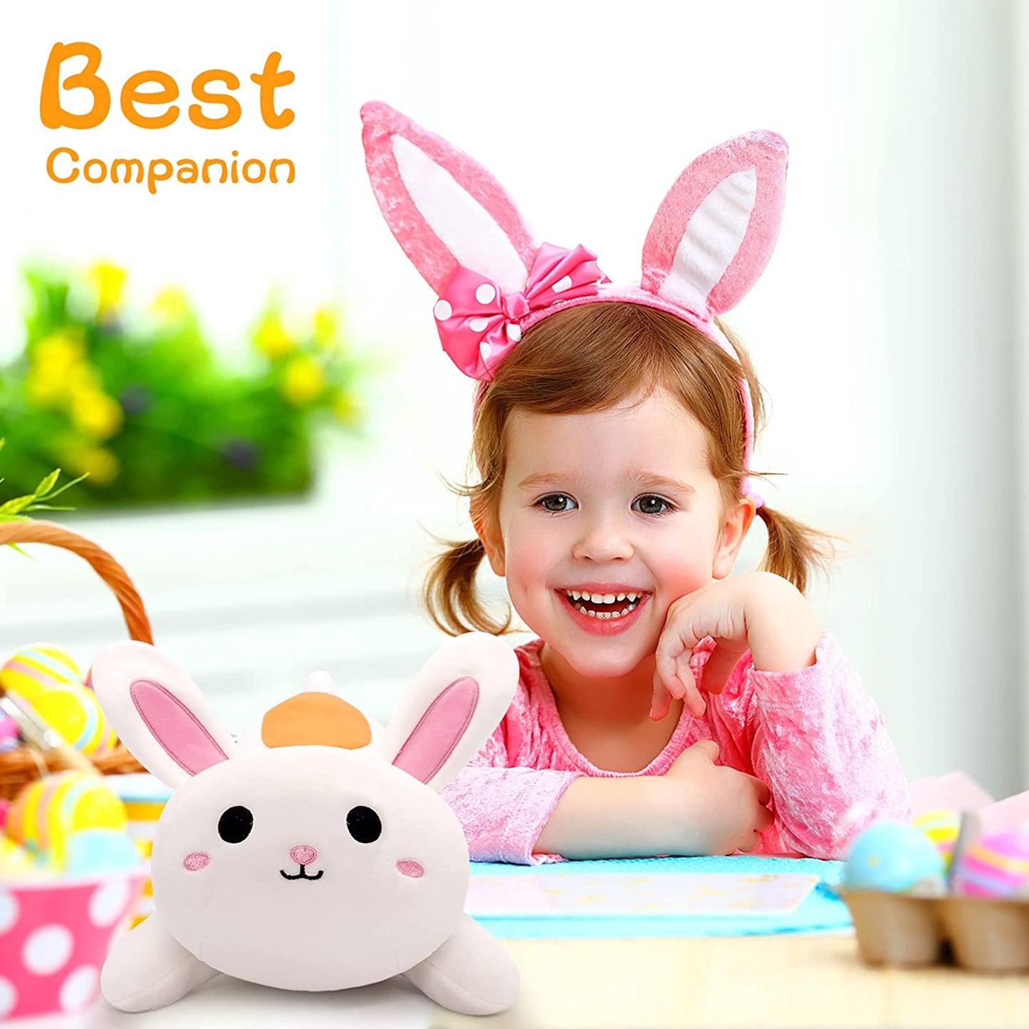 Easter Bunny Plush Pillow Bunny Stuffed Animal Toy, 12.5" Cute Plush Bunny Stuffed Bunny Plushie Dolls, Soft White Rabbit Plush Pillow Stuffed Animal Plush Gifts for Kids Boys Girls Easter Decorations