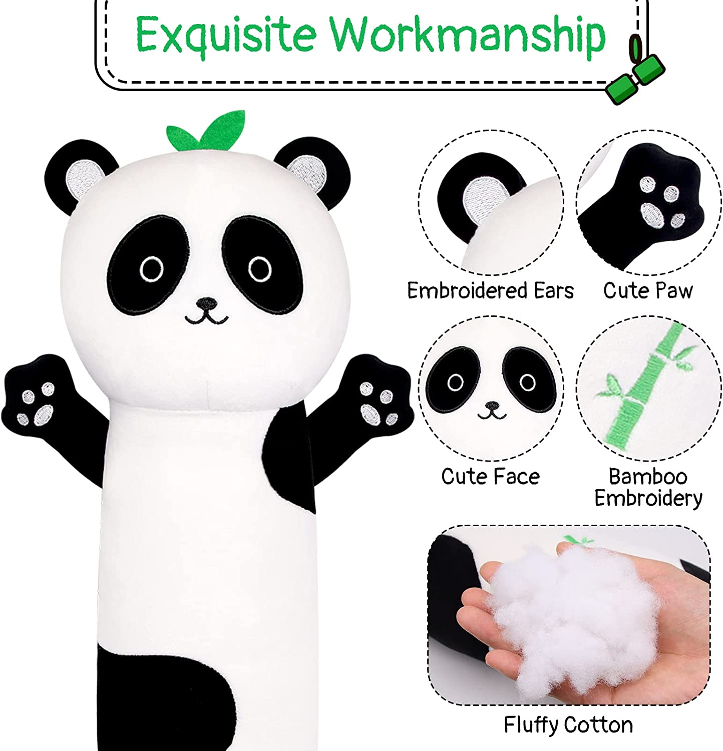 Panda Plush Pillow, Long Panda Plushies Toy, Panda Plush Hugging Pillow, Panda Stuffed Animal Toy