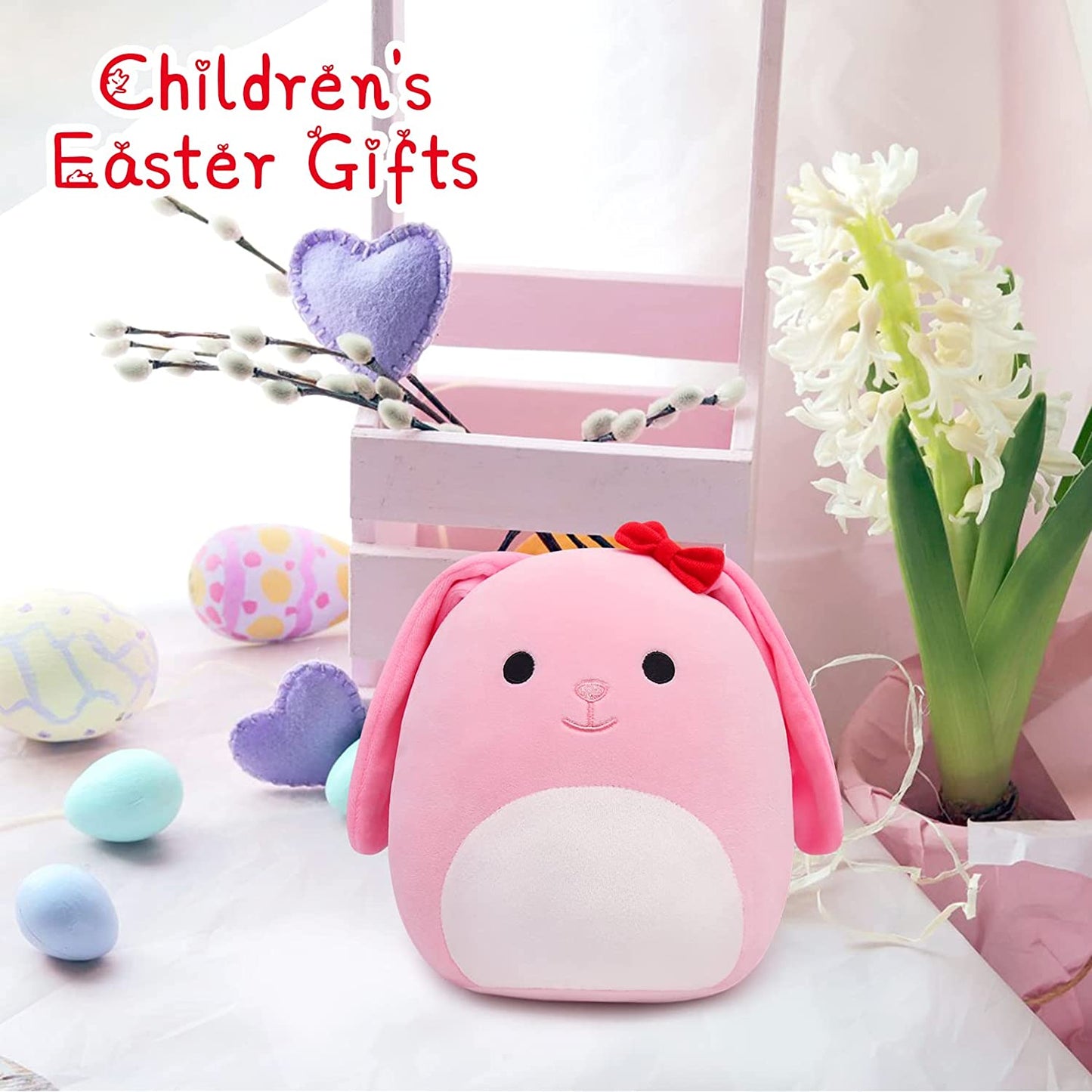 Cute Rabbit Plush Pillow Soft Rabbit Stuffed Animals, Pink Bunny Plush Bunny Stuffed Animals Toy, Kawaii Home Decoration Easter Gifts for Kids Boys Girls