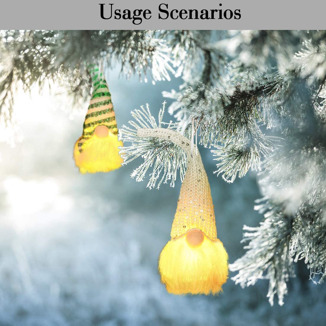6 Pcs Christmas Gnome Lights Handmade Swedish Tomte Gnomes Ornaments Scandinavian Santa Plush Doll Hanging Decoration Pendants Gnome Christmas Plush Ornaments Set (6PCS)