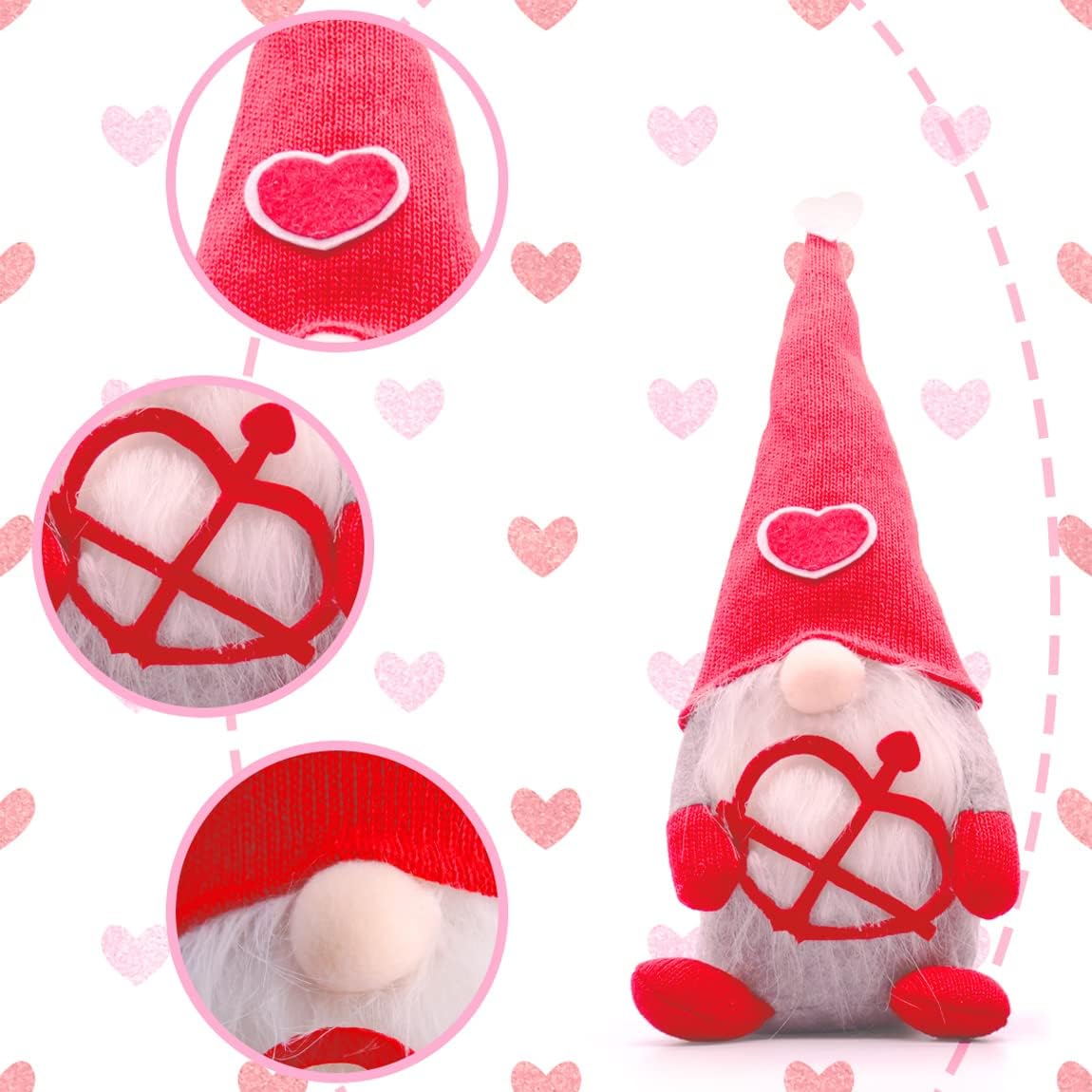 Easter Bunny Gnomes Plush, Spring Easter Decorations for The Home, Decor Gnome Decorations Handmade Scandinavian Plush Elf Doll - Easter Gnomes Decorations Gifts (Red-Grey)