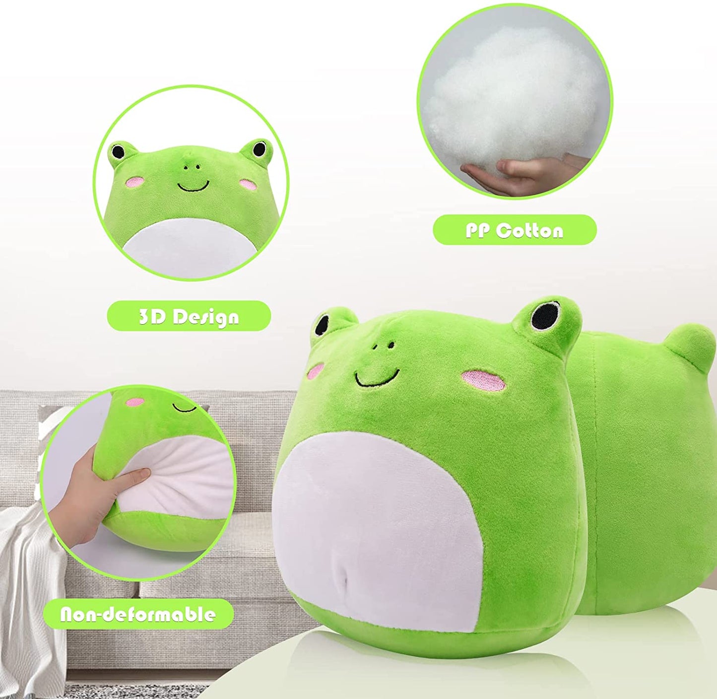 Frog Plush Pillow Toy, Cute Stuffed Animal Frog Plush Pillow Big Eyes Frog Toy, Soft Stuffed Frog Doll for Toddlers Sleeping Hugging Body Pillow, Cute Home Decoration Gift for Boys Girls Adults 21cm