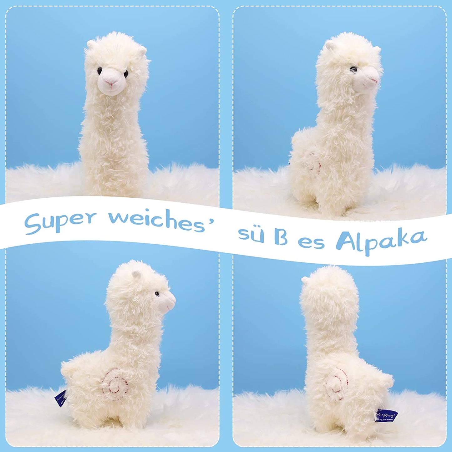 Alpaca Cuddly Toy, Alpaca Soft Toy, Soft Alpaca Cushion Stuffed Toy, Long Neck Plush Toy, Cute Alpaca Plush Toy for Children, Girls and Boys (White)