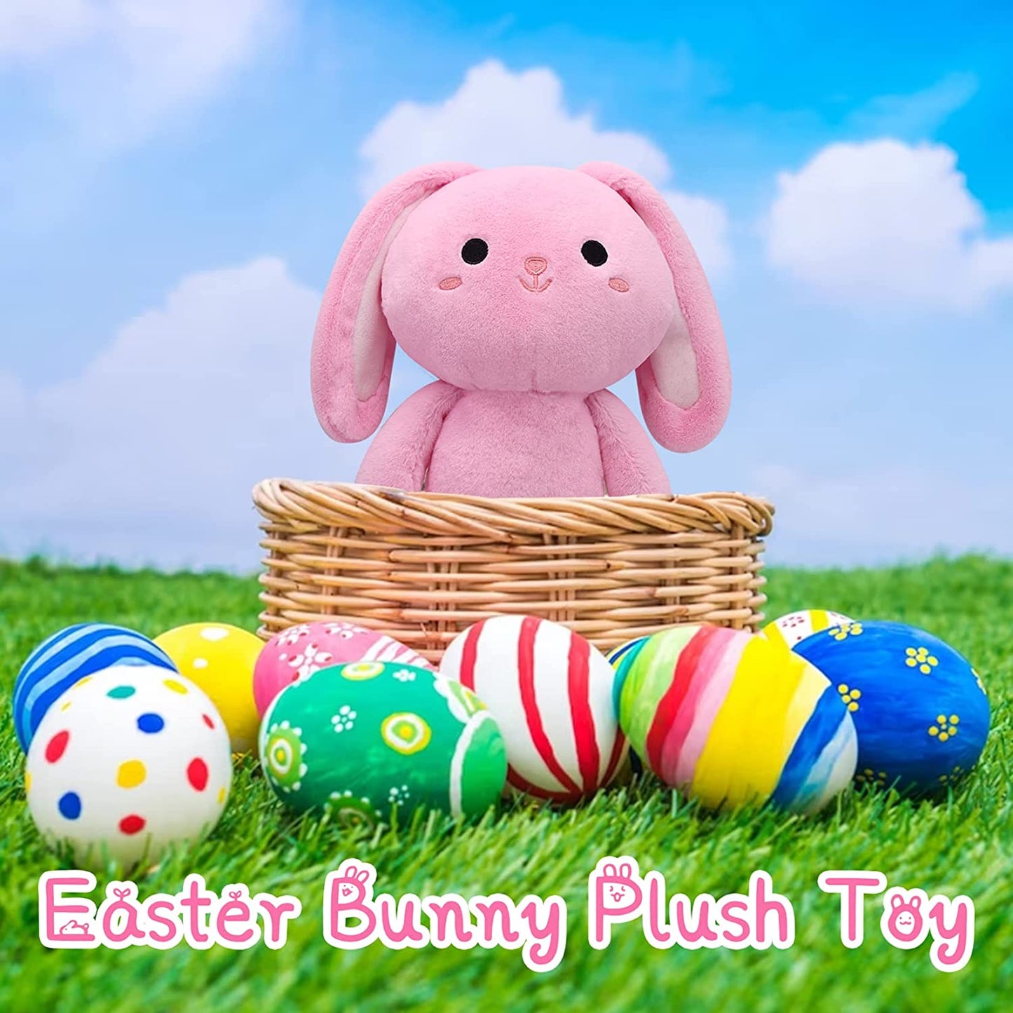 Pink Bunny Plush Toy, Cute Plush Bunny Stuffed Animals for Girls, Soft Bunny Plushie Kawaii Stuffed Animal Bunny Rabbit Plush Doll for Kid Birthday Easter Day Valentines Day Gifts