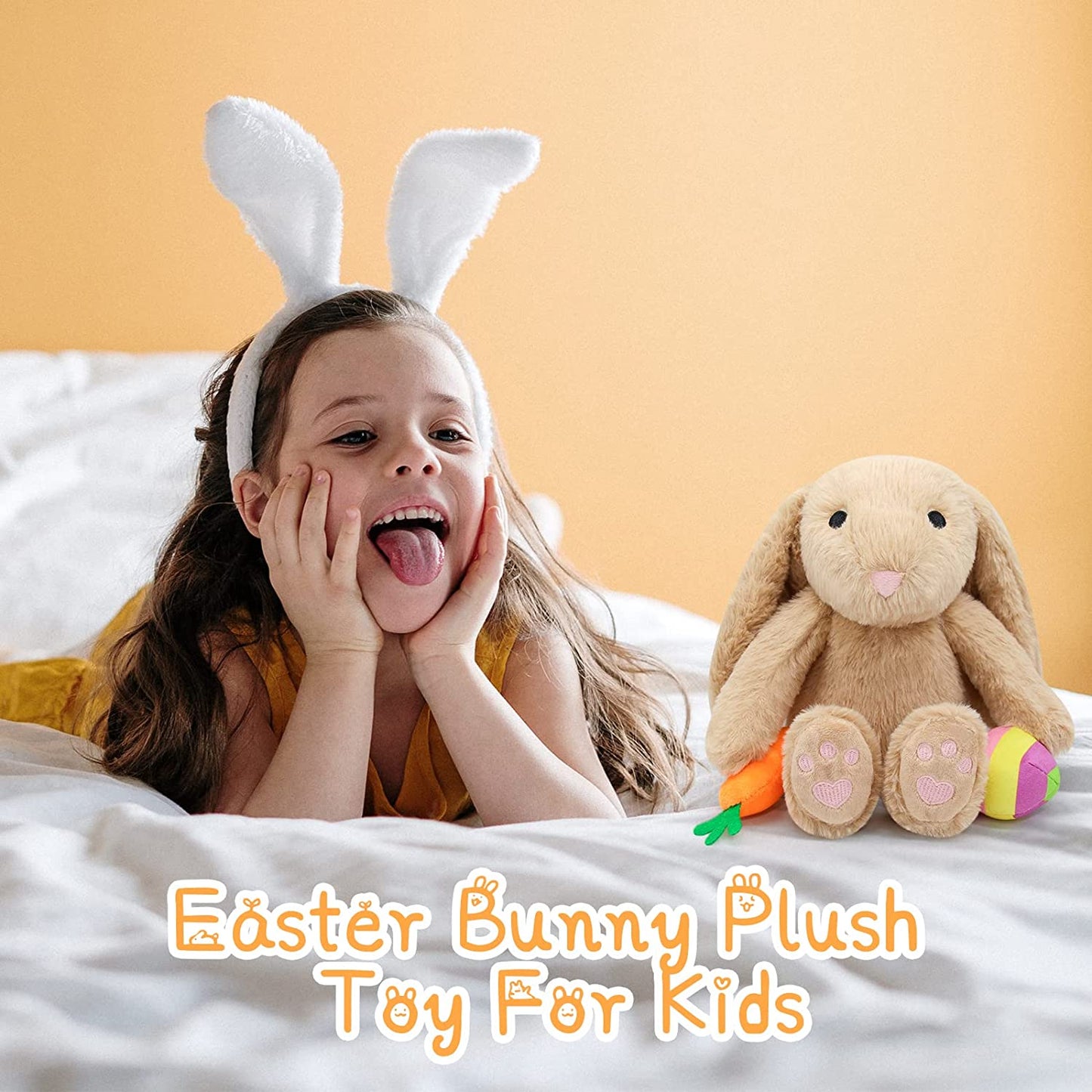 Bunny Plush Cute Easter Rabbit Stuffed Animal Toy, Soft Easter Bunny Plush Stuffed Rabbit Doll Toys for Kids Easter Gifts for Boys Girls