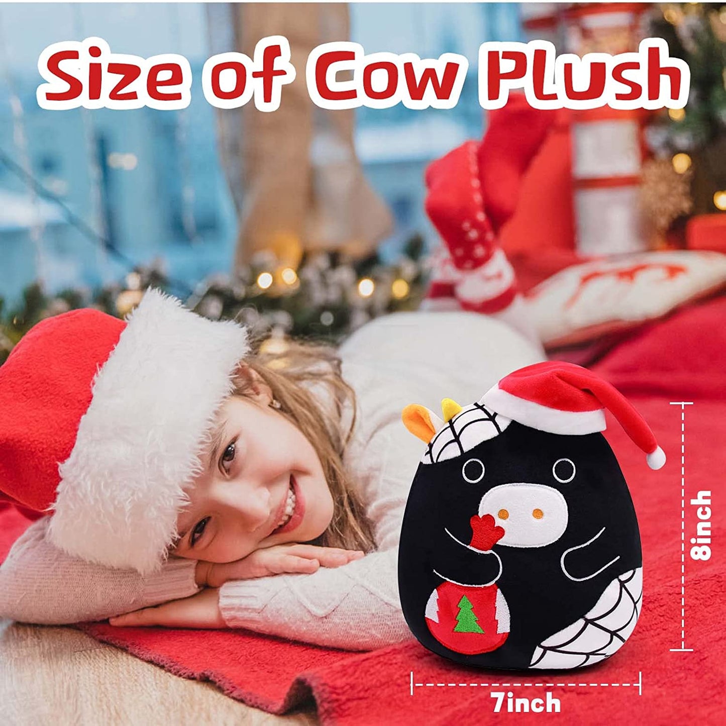 Cow Stuffed Animals Cow Plush Pillow Toy, 8" Cute Cow Plushie Toy, Kawaii Plush Cow Pillow Stuffed Cow Plush Toy for for Kids Girls Boys Birthday