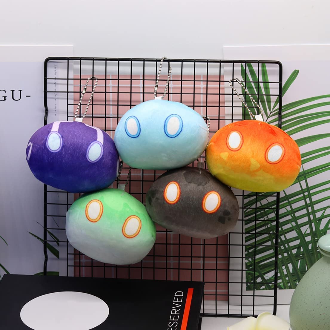 Gen-shin Impact Plush Monster Plush Toy Gen-shin Impact Figure Cosplay Keychains Plush Stuffed Doll Soft Pillow Cosplay Props (5pcs, 3.93 in)