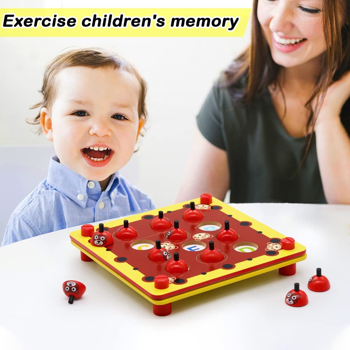 Kids Board Games for Kids Ladybug Memory Game, Learning Games for Kids Memory Matching Game for Kids Ladybird Wooden Memory Board Game Learning Toys