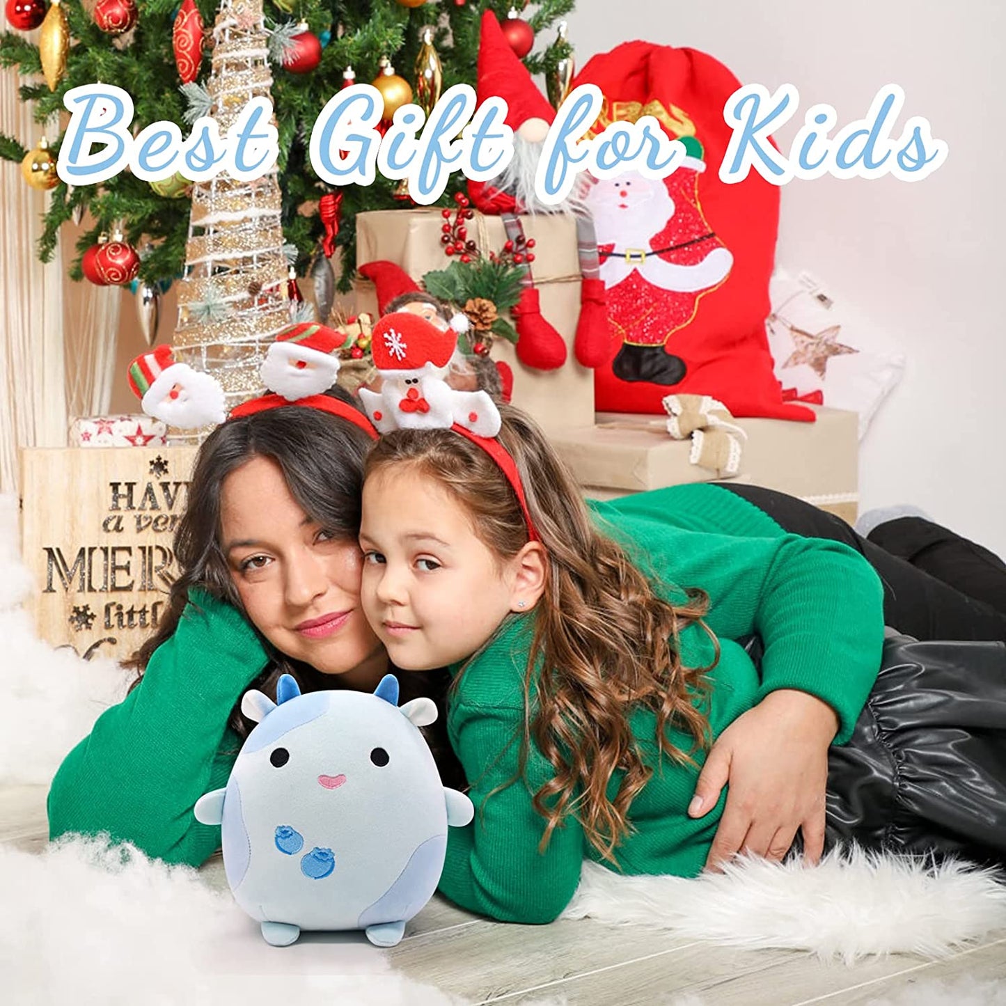 Blueberry Cow Stuffed Animals Plush Pillow Toys, 8" Kawaii Blueberry Cow Plush Blue Stuffed Cow Plushie Toys, Soft Cute Blueberry Cow Plush Pillow for Kids Christmas Birthday Gifts Home Car Decoration