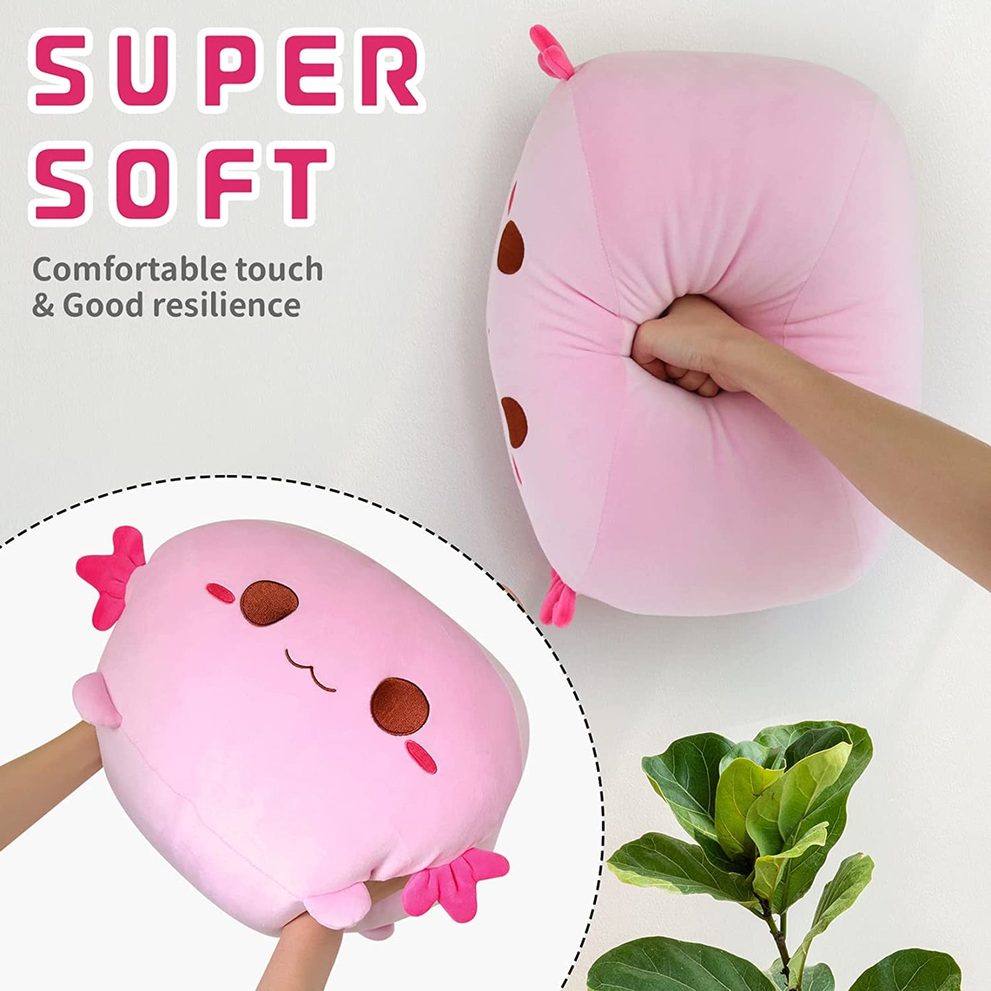 Cute Axolotl Plush Pillow Toy, 14inch Soft Pink Axolotl Pillow Kawaii Home Decoration, Sofa Pillow Axolotl Stuffed Animals Pillow for Kids Birthday Gifts (Axolotl Pink)