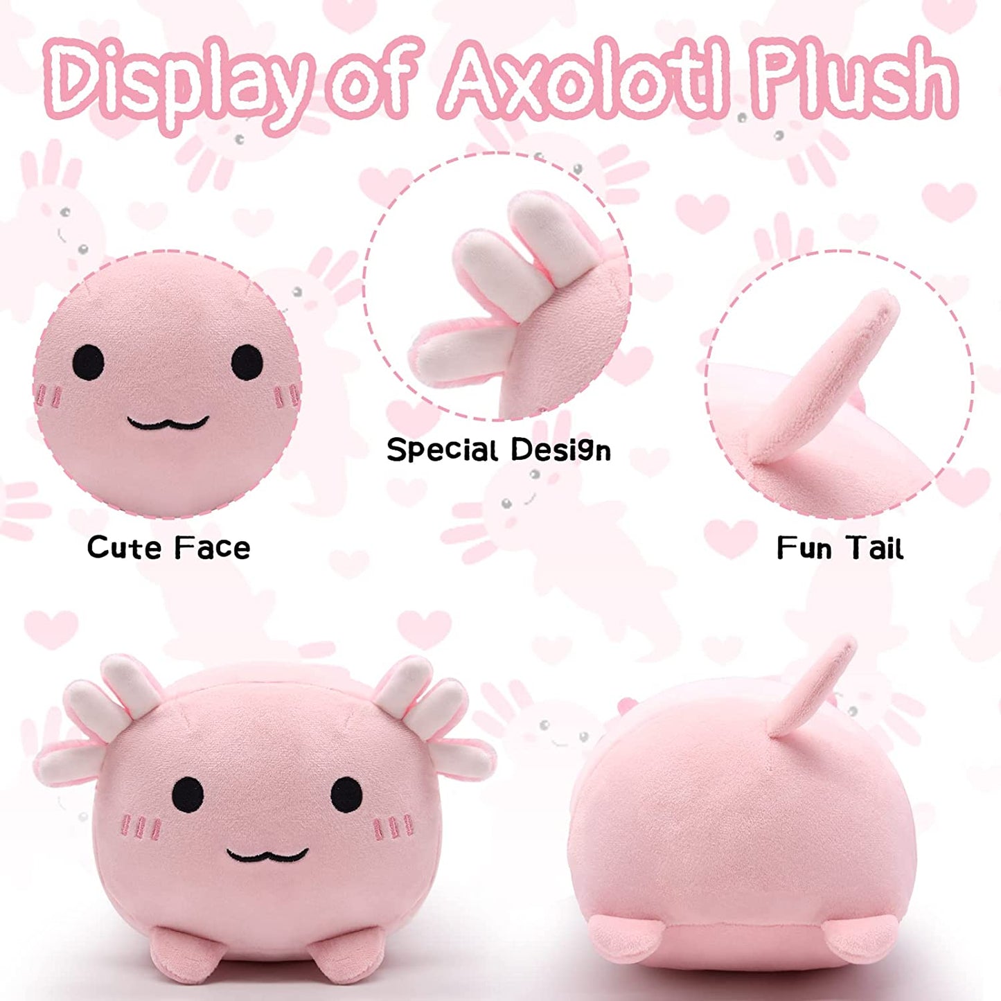 Axolotl Plush Toys Cute Axolotl Stuffed Animal Plush Toy, Kawaii Axolotl Plushie Pillow Pink Stuffed Axolotl Plush Axolotl Pillow Plush Toy for Kids Birthday Home Decoration