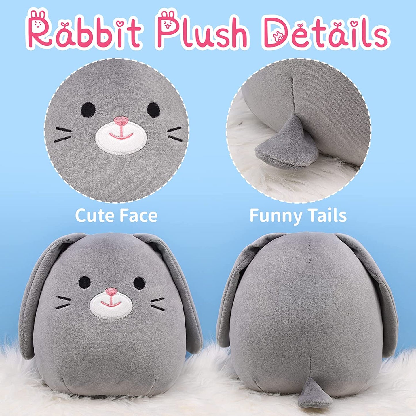 Bunny Plush – Rabbit Stuffed Animal – Easter Plushies Bunny Doll Toy – Cute and Soft Easter Decoration Gifts for Kids