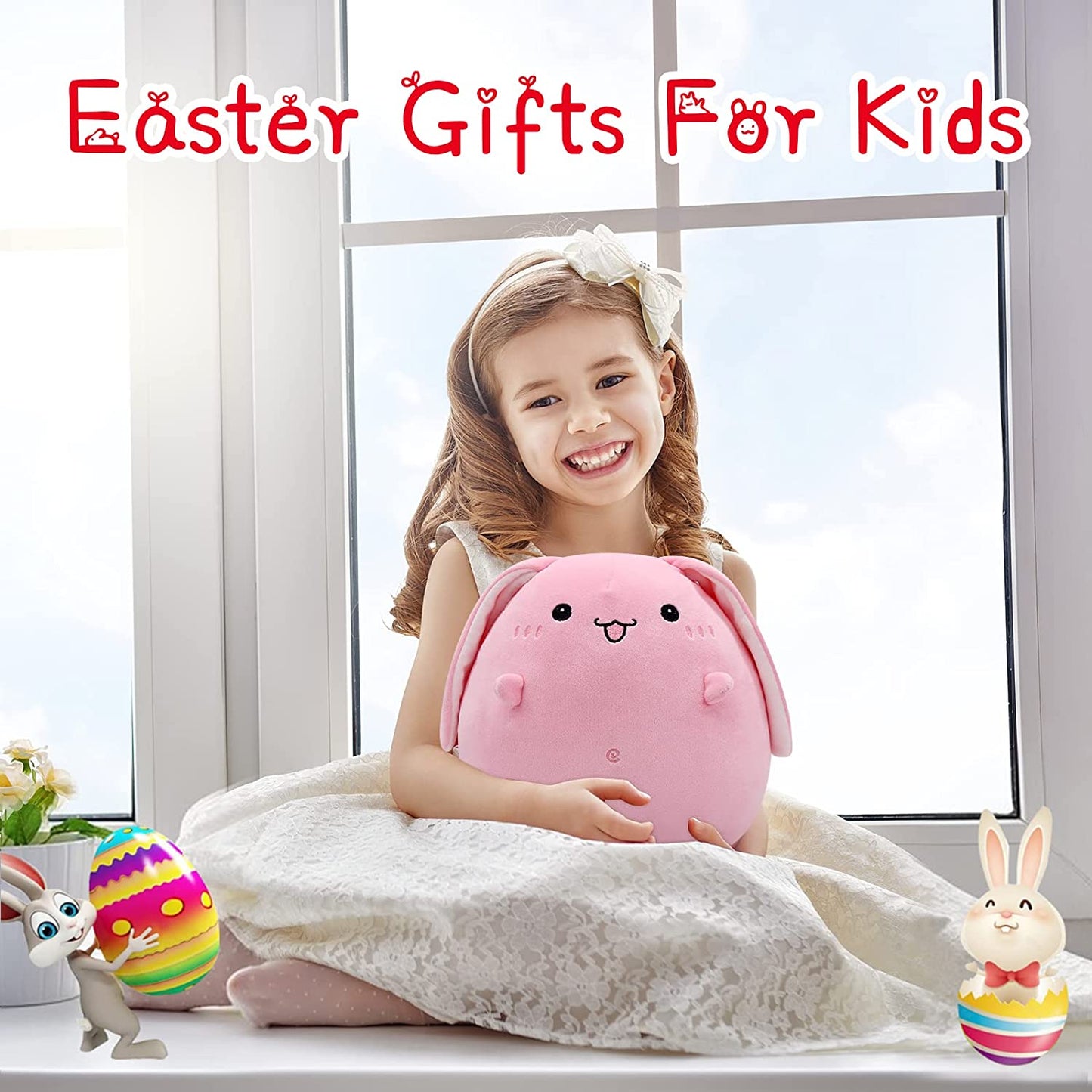 Bunny Plush Toy Easter Rabbit Bunny Stuffed Animal Doll Toy, Soft and Squishy Rabbit Stuffed Animal Toy for Boys Girls, Easter Gifts for Kids Easter Day (Rabbit)