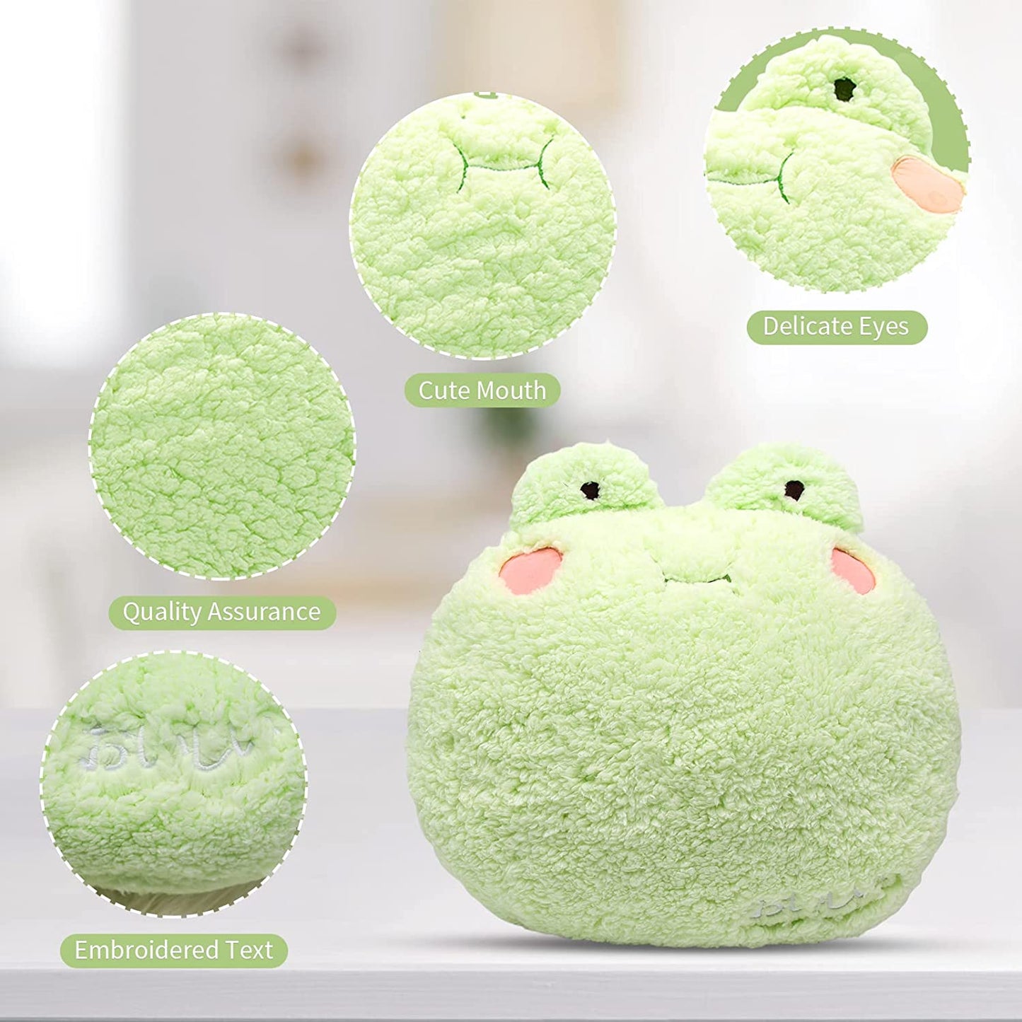 Frog Plush Pillow, Cute Frog Stuffed Animal Suitable for Boys and Girls, Kawaiii Plushies Home Cushion Frog Pillow Decoration Stuffed Toy Kawaiii for Children Frog Plushie