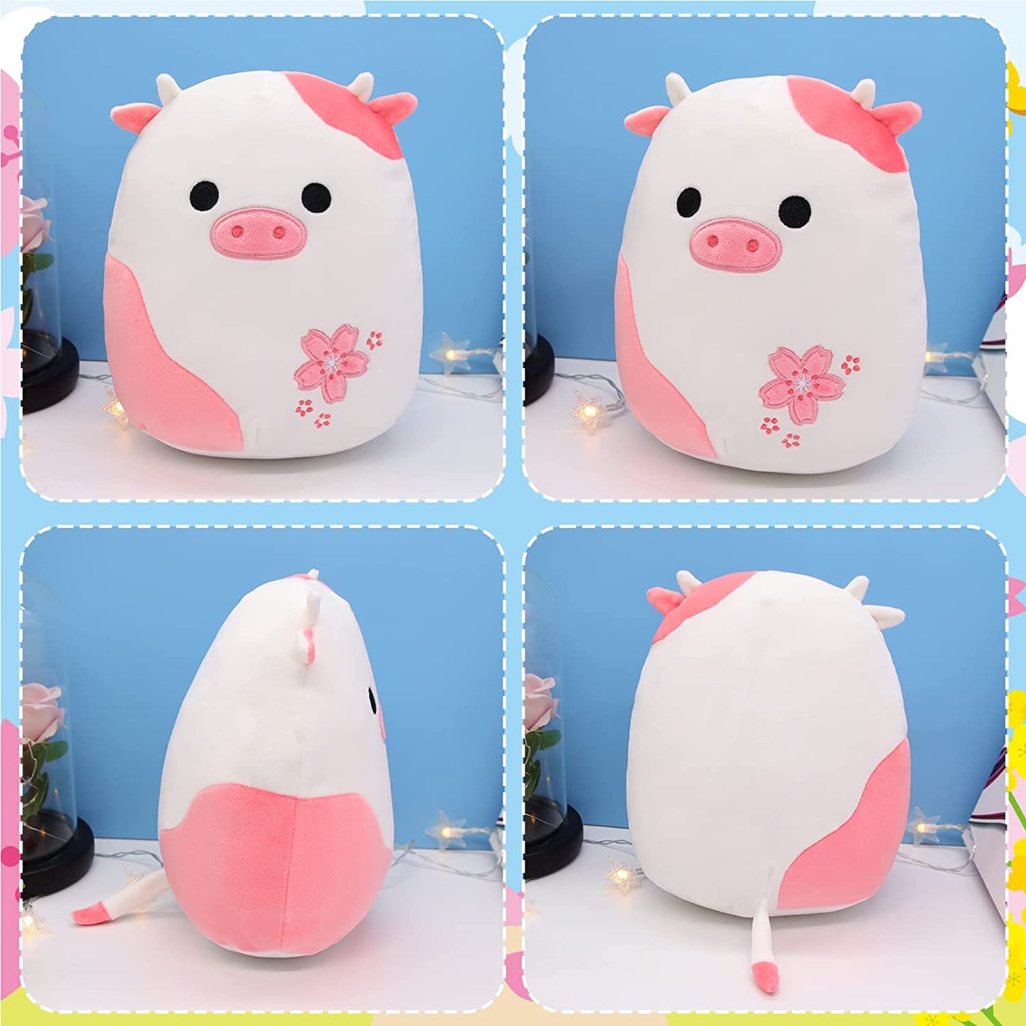 Cow Plush Pillow Cow Stuffed Animals, Cute Stuffed Animal Cow Plushie, Soft Kawaii Plush Cow Pillow Stuffed Cow Plush Toy for Kids Girls Boys Birthday Valentines Easter Gifts