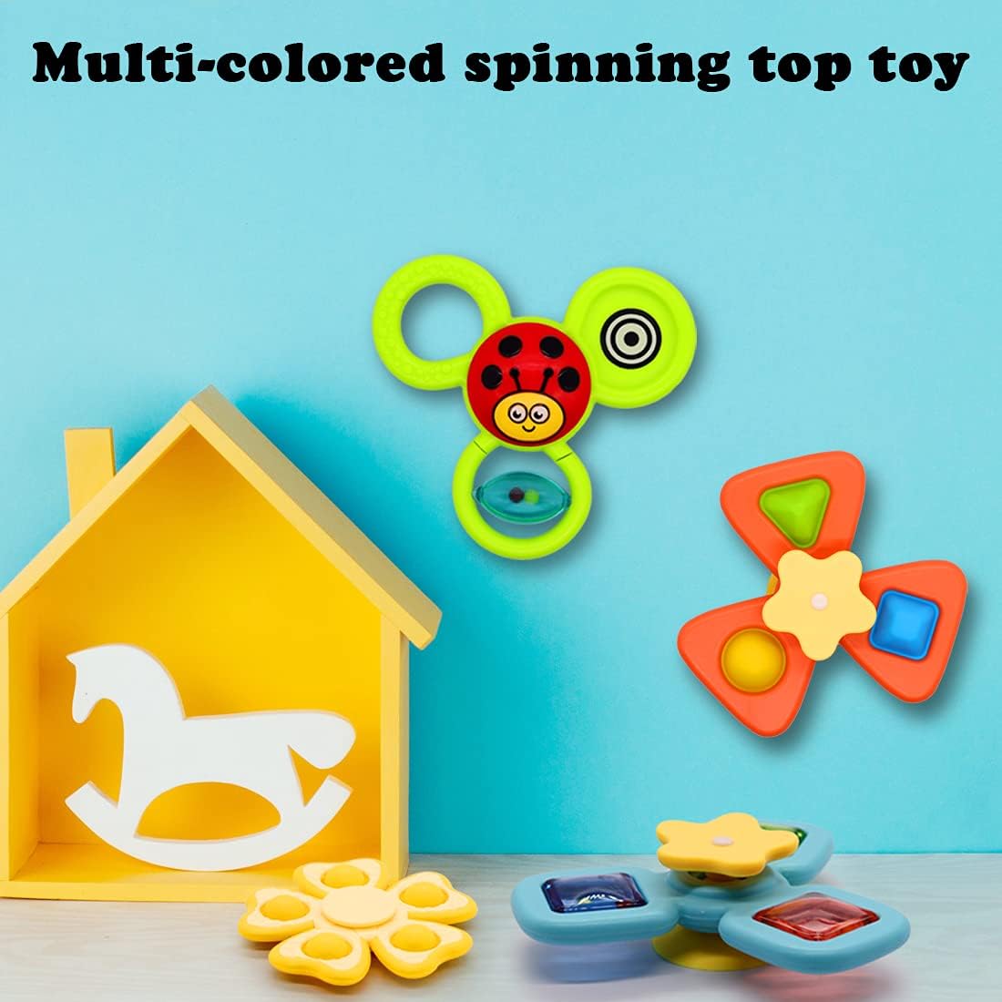 4pcs Suction Cup Spinner Toys for Babies ,Spinning Top Toys Baby Toy,Baby Spinners Toy Pop Fidget Function with Rotating Suction Cup