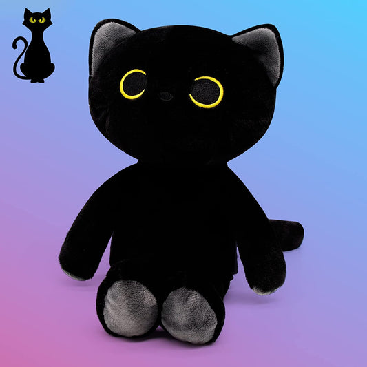 Black Cat Plush Toys Black Cat Stuffed Animals Plush,Cute Black Cat Plushie Doll Soft Black Cat Pillow, Kawaii Stuffed Animal Cat Toy for Kids Birthday Valentines Day Gifts Decor