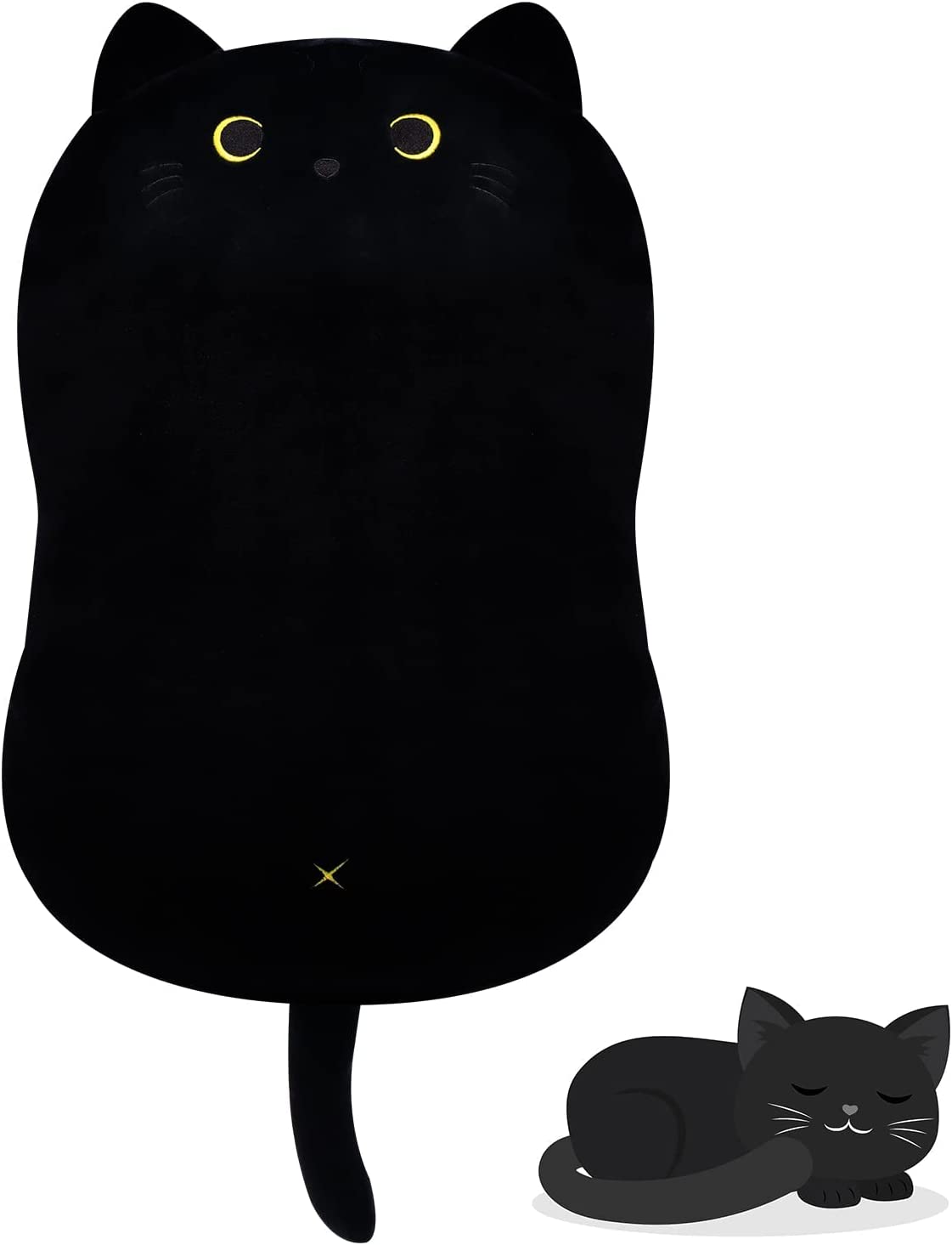Black Cat Plush Toy Black Cat Pillow,Soft Plush Doll Cat Plushie Cat Pillow,Stuffed Animal Soft Plush Pillow Baby Plush Toys Cat Shape Design Sofa Pillow Decoration Doll