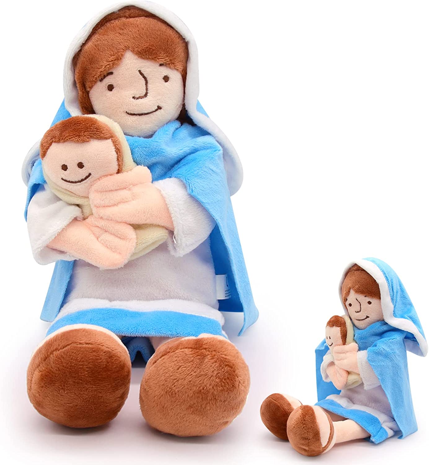 Mary Plush Toy Mother of Jesus Plush Stuffed Doll, 13“ Virgin Mary Holding Baby Jesus Doll, Christians Religious Toys Savior Plush Figure Mary Doll for Baptism Easter Gift Home Decoration