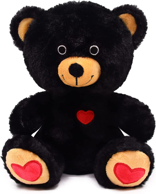 Valentines Day Gifts for Her Him Girlfriend Boyfriend, 9“ Cute Black Teddy Bear Stuffed Animals with Red Heart, Teddy Bear Plush Stuffed Animal Bear Valentines Day Decoration Plush Gift for Kids