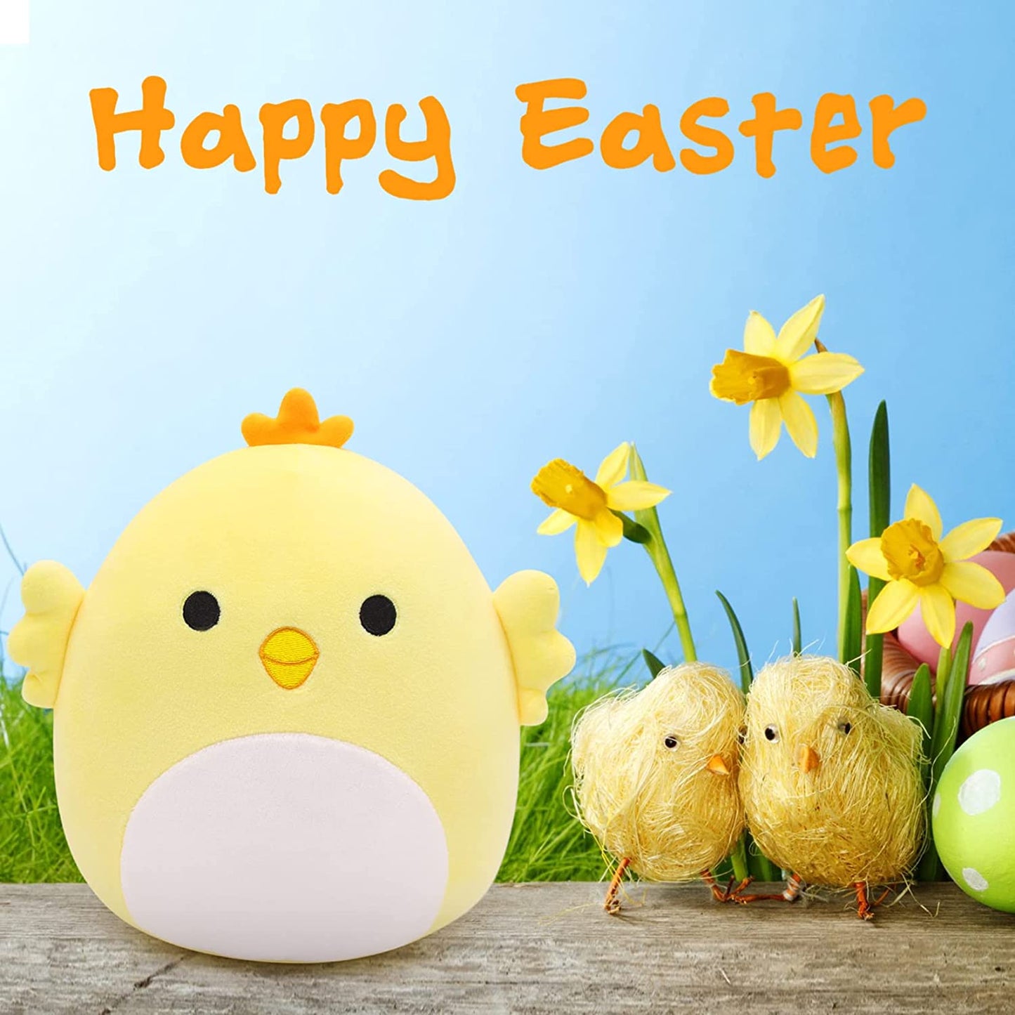 Easter Chick Plush Toys, Kawaii Chick Stuffed Animals Plushie, Soft Easter Chick Doll Pillow Easter Plush Gift for Kids