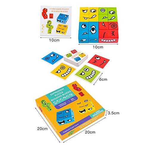 uzzle Games Block Puzzles Wooden Expressions Matching Toy Building Blocks Toy for Children's Logical Thinking Training Parent-Child Board Game Wooden Challenge Level Puzzle Toys