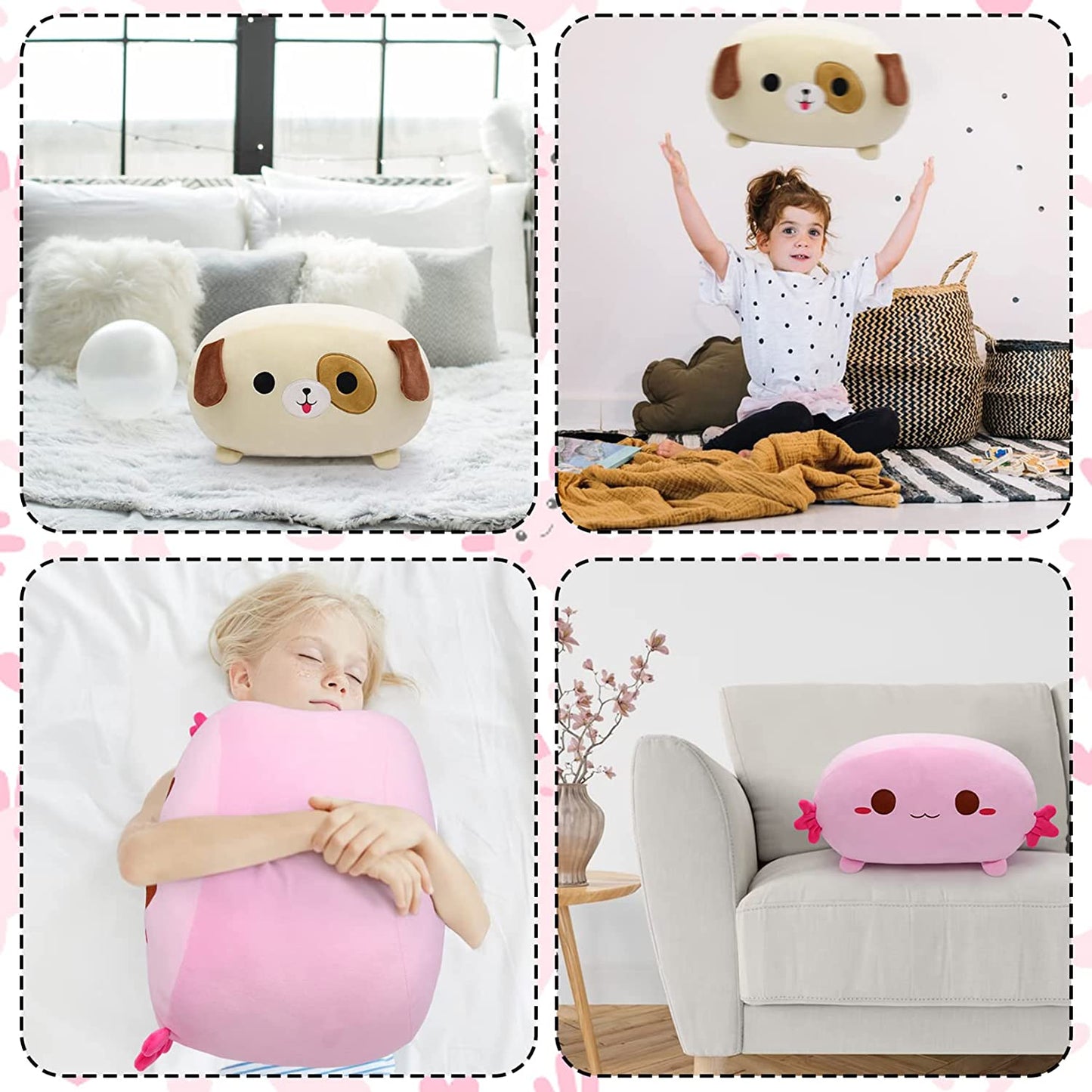 Cute Axolotl Plush Pillow Toy, 14inch Soft Pink Axolotl Pillow Kawaii Home Decoration, Sofa Pillow Axolotl Stuffed Animals Pillow for Kids Birthday Gifts (Axolotl Pink)