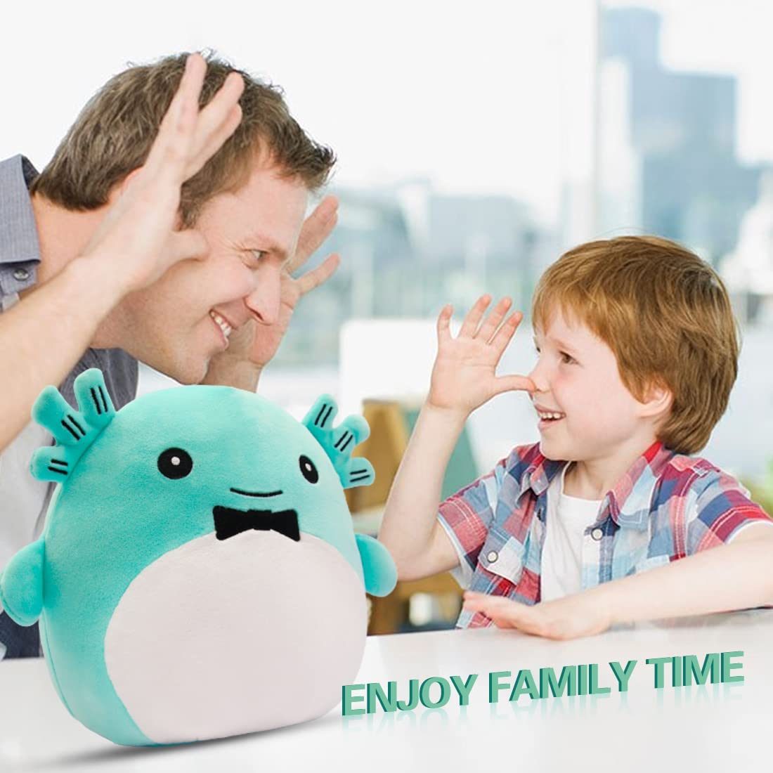 Axolotl Plush Toy, Kawaii Axolotl Cuddly Toy Stuffed Animal Cushion Toy, 20 cm Soft Plush Axolotl Stuffed Toy Doll Gift for Children Girls and Boys (Blue)