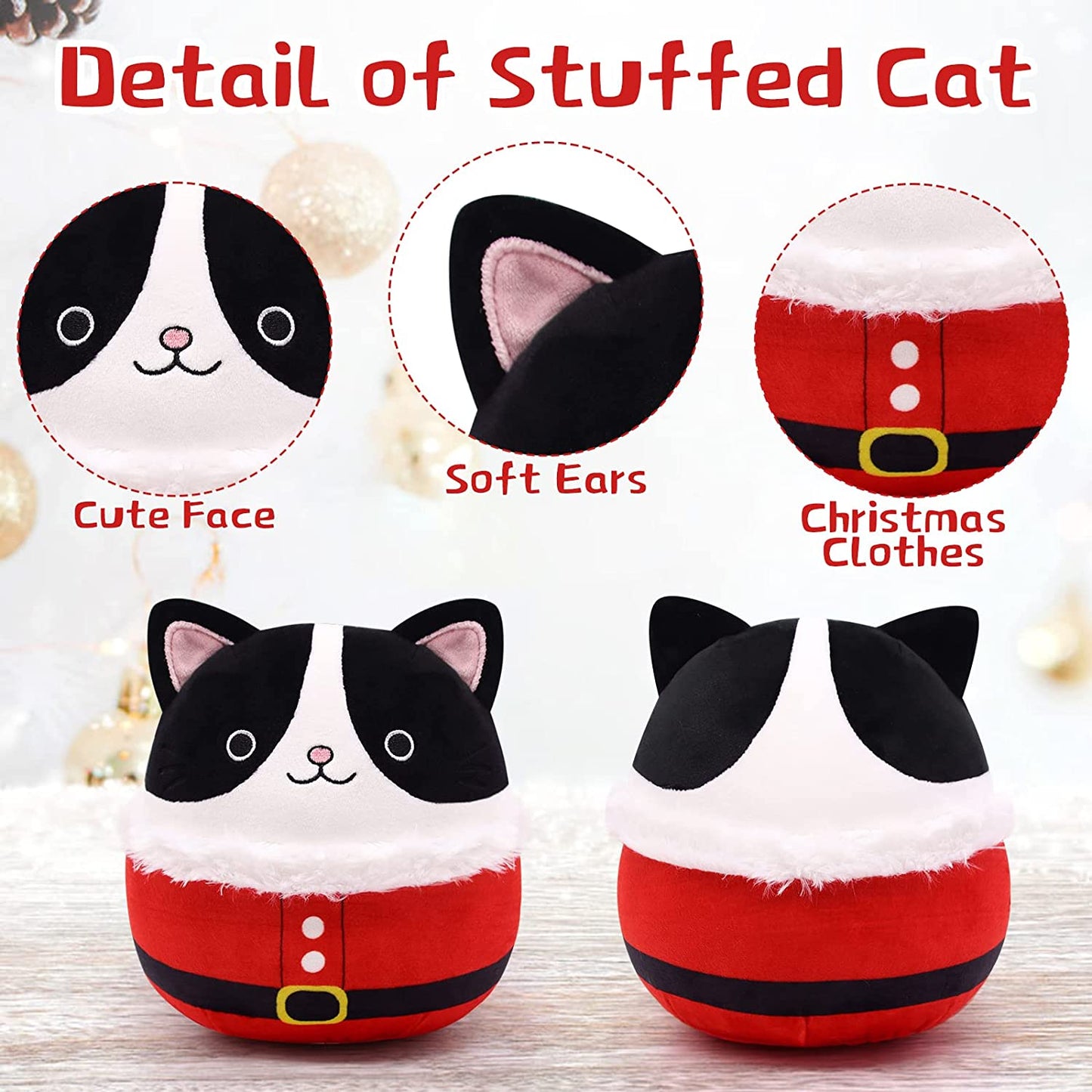 Cute Cat Plush Pillows Toys, Kawaii Black Cat Stuffed Animals Cat Plushie Cat Pillow, Soft Stuffed Cat Stuffed Animal Cat Plush Throw Pillow for Kids Christmas Halloween Birthday Gifts Decorations