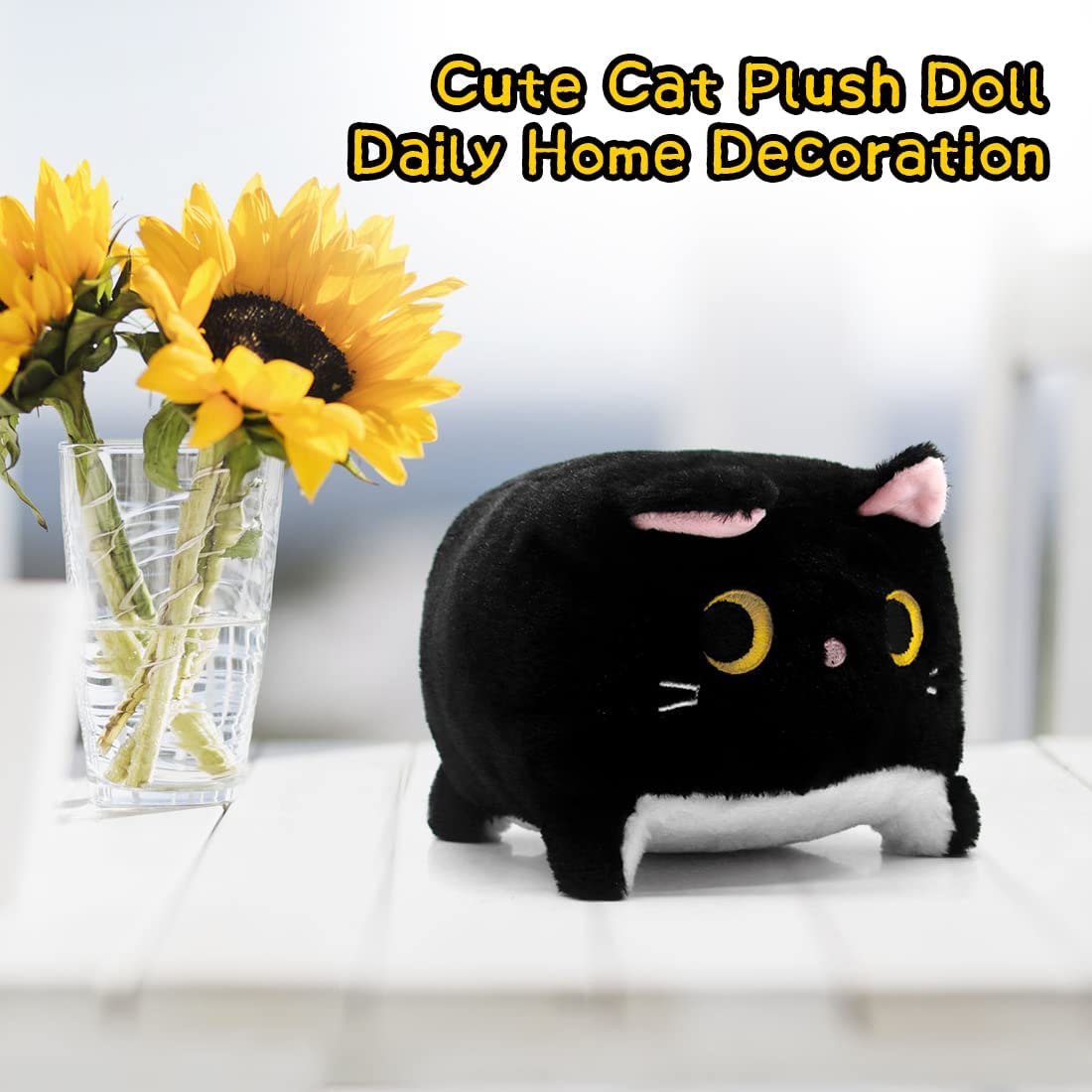 Black Cat Plush Toy Black Cat Pillow,Soft Plush Doll Cat Plushie Cat Pillow, Black Cat Plushie, Cat Plush, Cat Pillow Plush, Kawaii plushies Great Gift for Birthday/Christmas