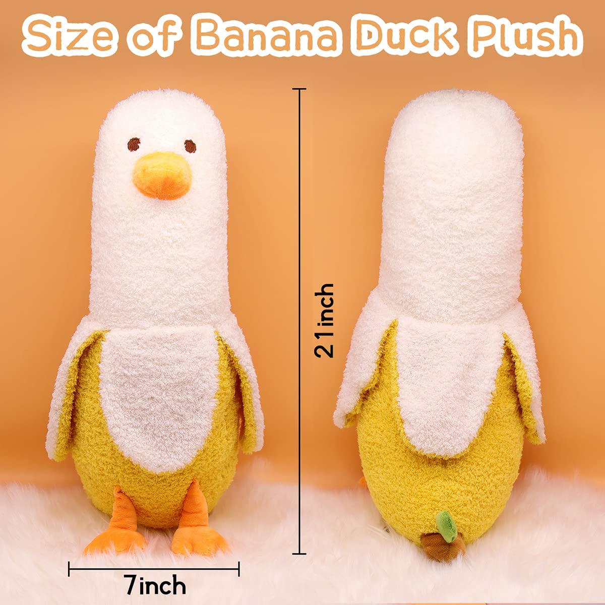 Banana Duck Plush Pillow,50CM Duck Stuffed Animal Plush Pillow Banana Hugging Pillow, Duck Banana Stuffed Doll Creative Plush Toys Gift for Kids Birthday (Banana Duck)