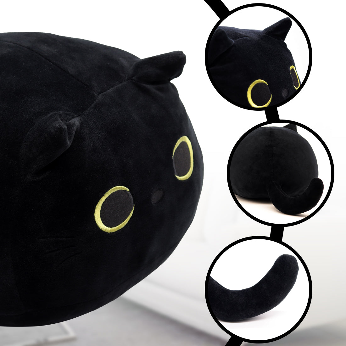 Black Cat Plush Toy Black Cat Pillow,Soft Plush Doll Cat Plushie Cat Pillow,Stuffed Animal Soft Plush Pillow Baby Plush Toys Cat Shape Design Sofa Pillow Decoration Doll (B)
