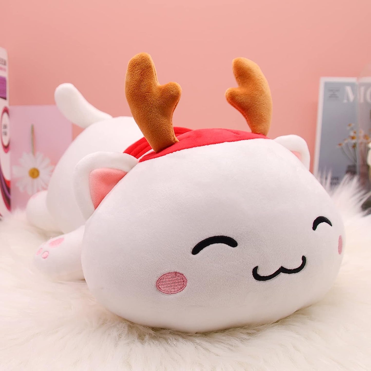 8Inch Cute Cat Plush Toy, Christmas Plush Pillow Doll, Soft Cat Stuffed Animals, Kawaii Cat Plush Pillow, Kitty Plush Cat Doll Toy Gifts for Boys Girls Kids