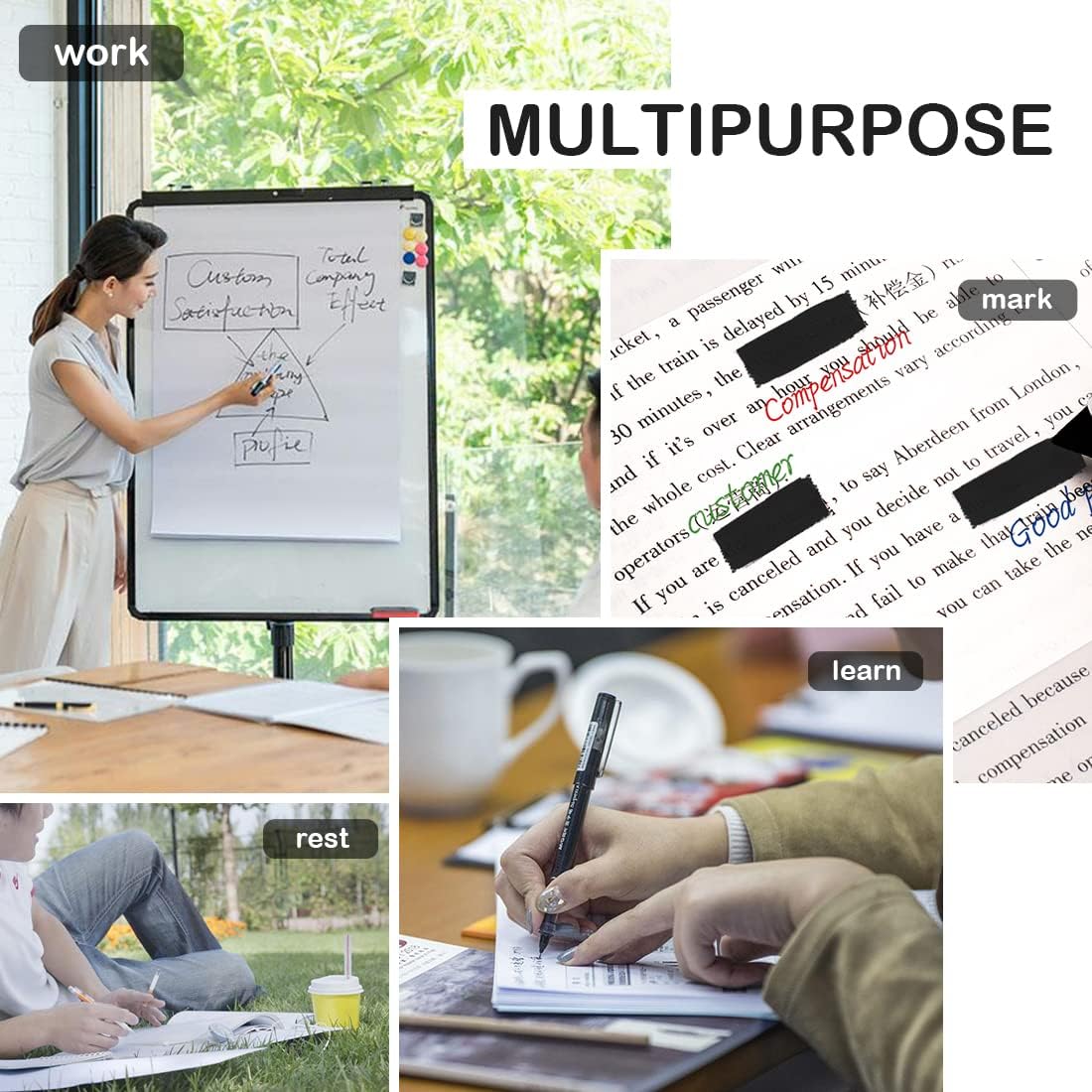 Transparent Sticky Notes, 600Pcs Waterproof Translucent Sticky Notes, 1Clear Reusable Sticky Note with Ballpoint Pen for Office School Home, Color, 12 Packs