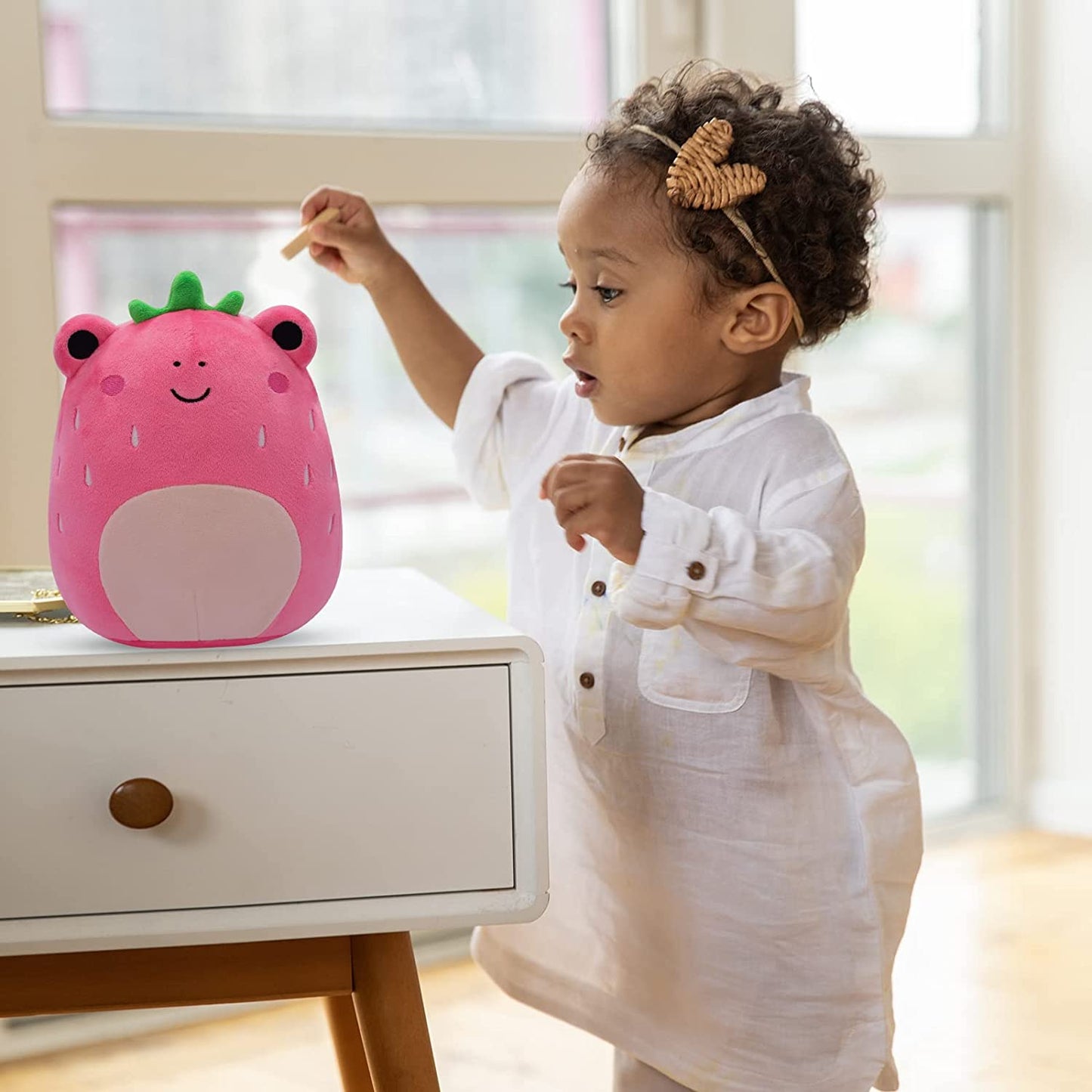 7 Inch Frog Stuffed Animals Pillow, 3D Cute Strawberry Frog Plushie Toy, Kawaii Frog Plush, Frog Pillow Plush for All Ages, Gift for Christmas Birthday Children's Day Home Decoration (Pink)