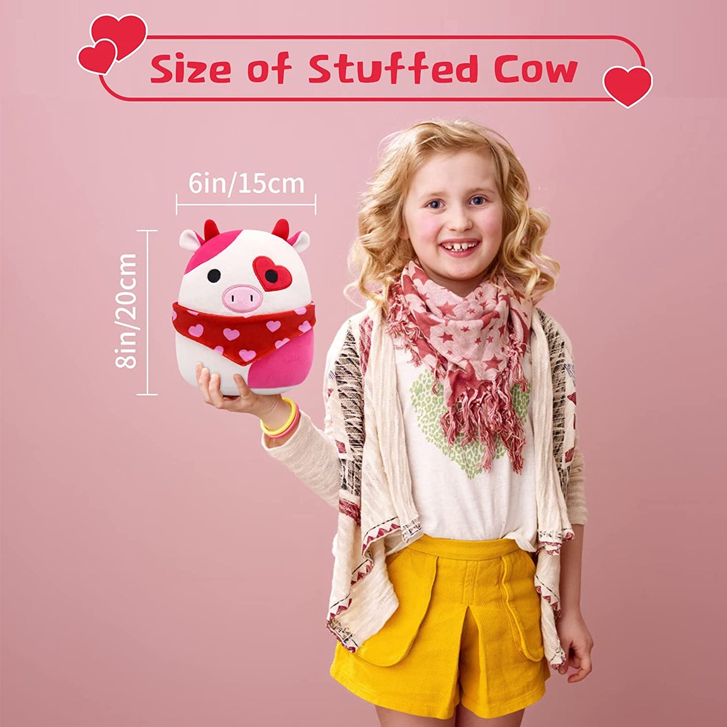 Cow Stuffed Animals Cow Plush Pillow Toys, Cute Cow Plushie Plush Toy, Soft Stuffed Cow Plush Toy Stuffed Animal Cow Pillow Doll for Kids Birthday Valentines Day
