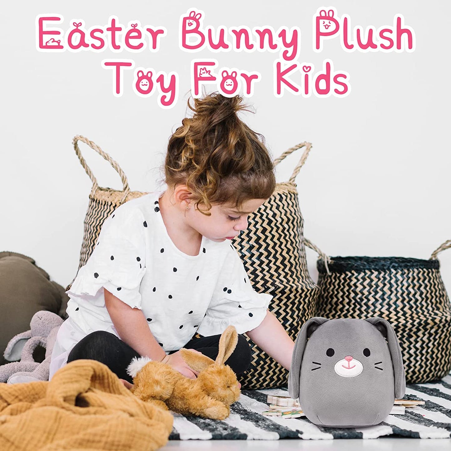 Bunny Plush – Rabbit Stuffed Animal – Easter Plushies Bunny Doll Toy – Cute and Soft Easter Decoration Gifts for Kids