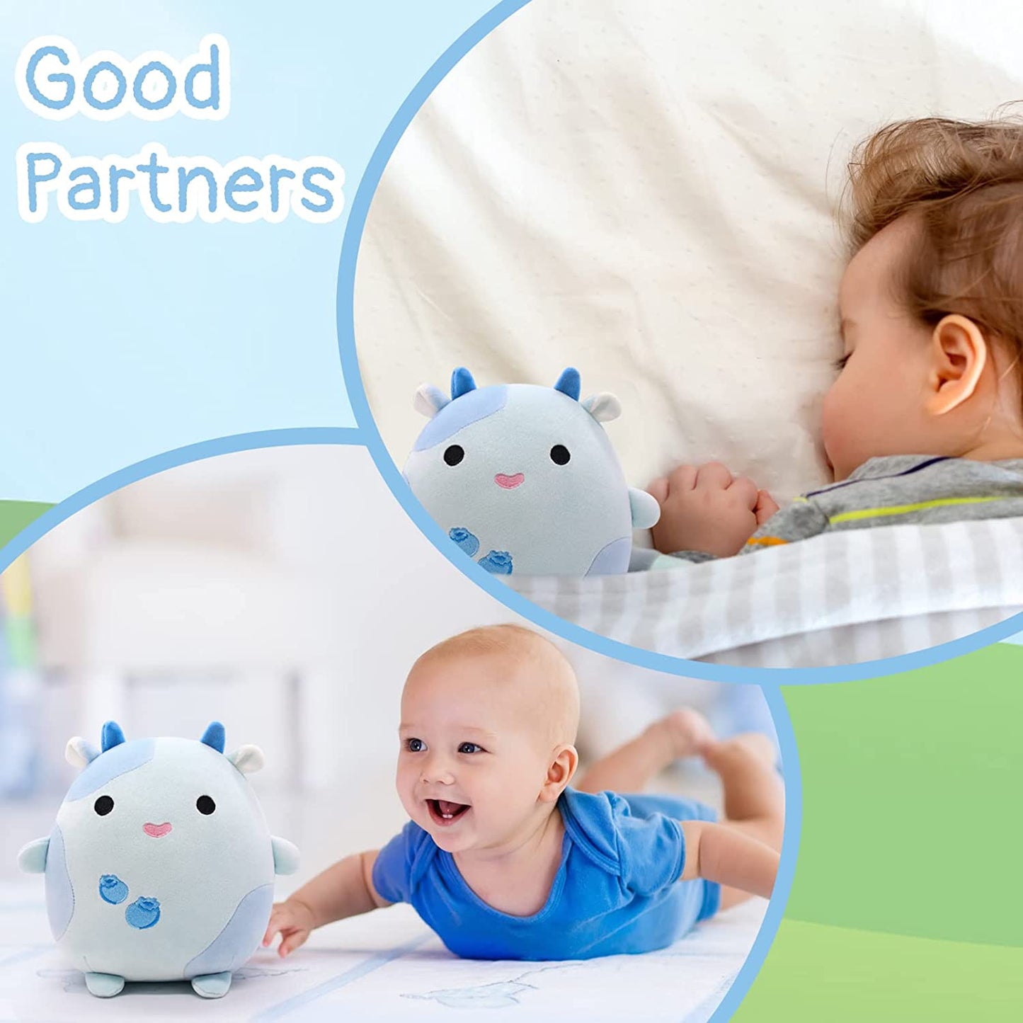 Blueberry Cow Stuffed Animals Plush Pillow Toys, 8" Kawaii Blueberry Cow Plush Blue Stuffed Cow Plushie Toys, Soft Cute Blueberry Cow Plush Pillow for Kids Christmas Birthday Gifts Home Car Decoration