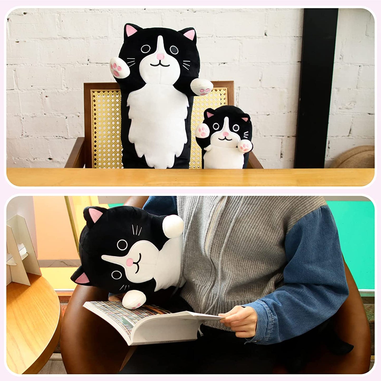 Long Cat Plush Long Plush Body Pillow, 39.5" Cute Long Cat Stuffed Animals Cat Plushie, Soft Kawaii Long Black Cat Plush Doll Stuffed Cat Toys for Kids Birthday Christmas